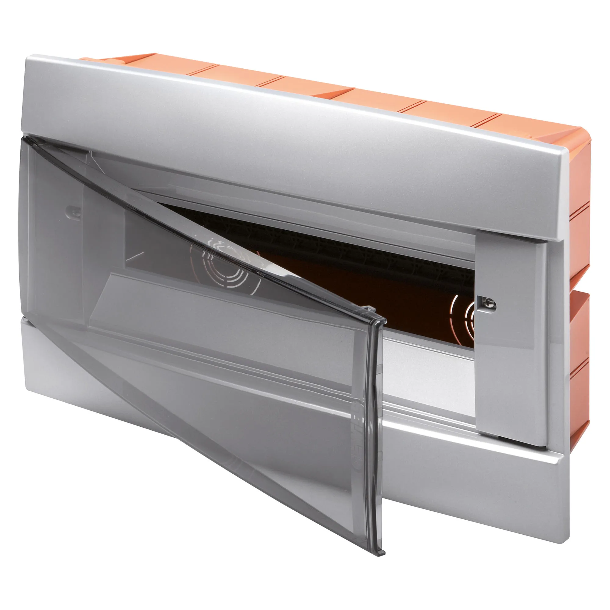 Carcasa Tablou Decorativa - Cu Montaj Incastrat - Pre-Aranjata Pentru Regletele De Borne Ale Carcasei - 250X195X26 - Titan Lacuit -8+1 /2 Module Gewiss GW40225VT