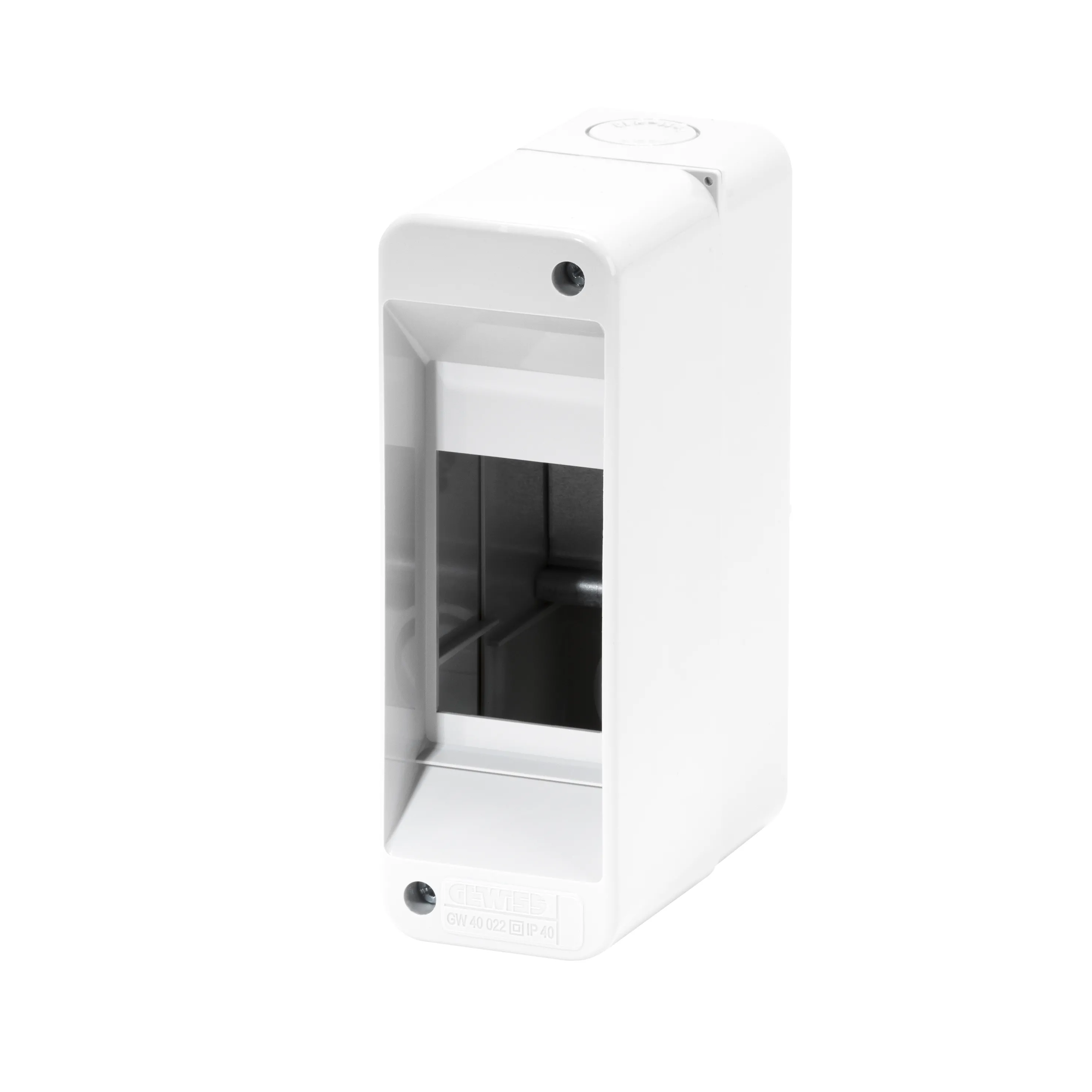 Carcasa Tablou Montaj Aparent Pre-Aranjat - Fara Usa - Pereti Cu Perforatie Centru - 2 Module - IP40 Gewiss GW40022