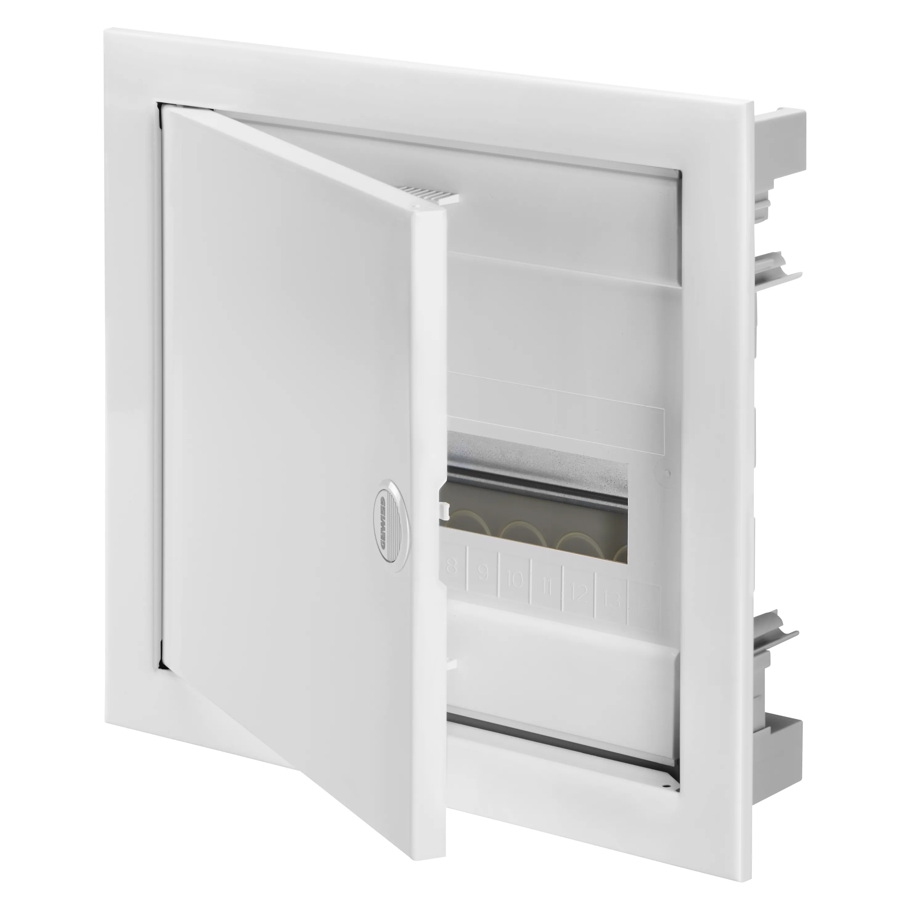 Carcasa Tablou Incastrat in Pereti Din Zidarie 12 Module - Cu Usa Alb Opac Si Cadru Metalic - IP40 Gewiss GW40151N