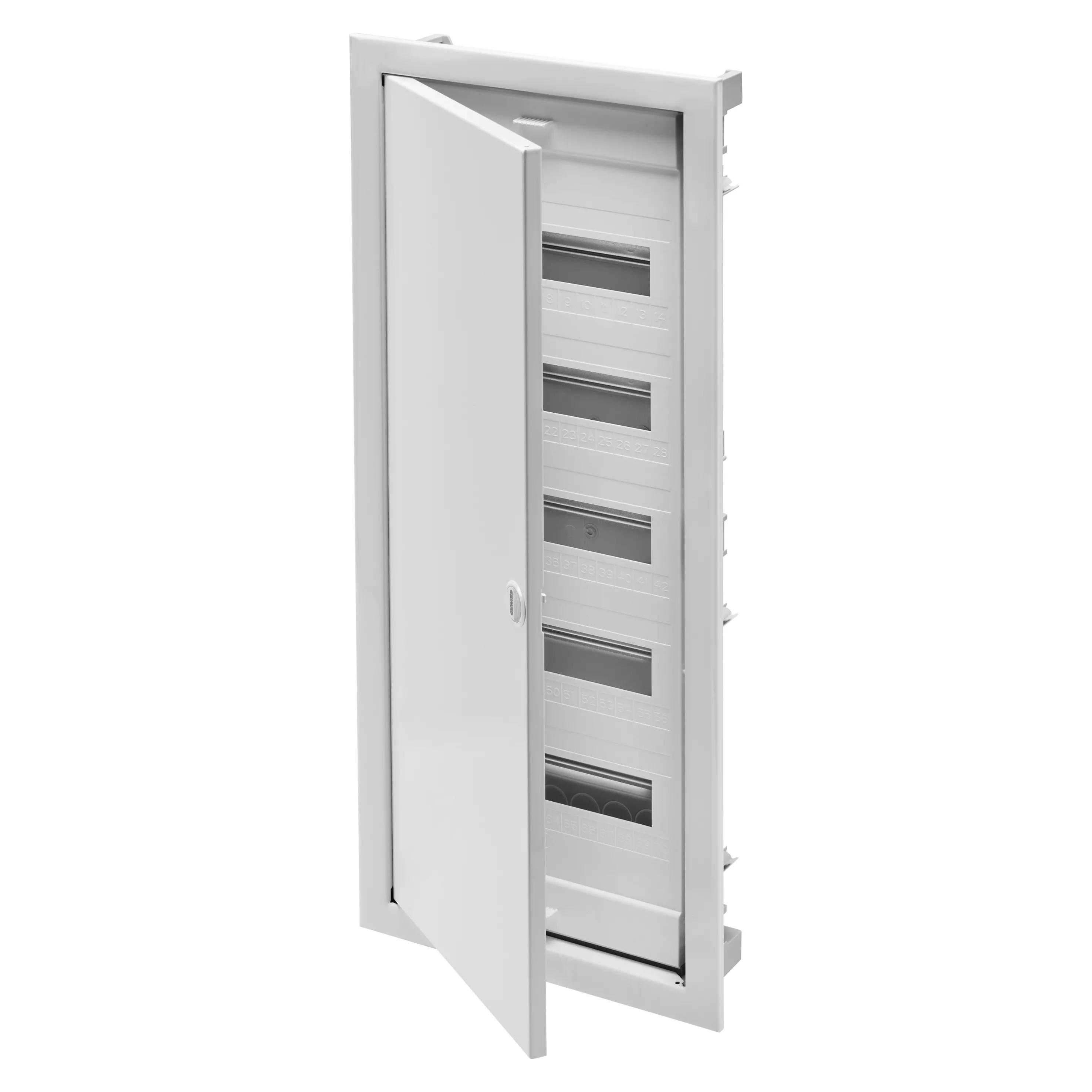 Carcasa Tablou Incastrat in Pereti Din Zidarie 60 Module - Cu Usa Alb Opac Si Cadru Metalic - IP40 Gewiss GW40155N