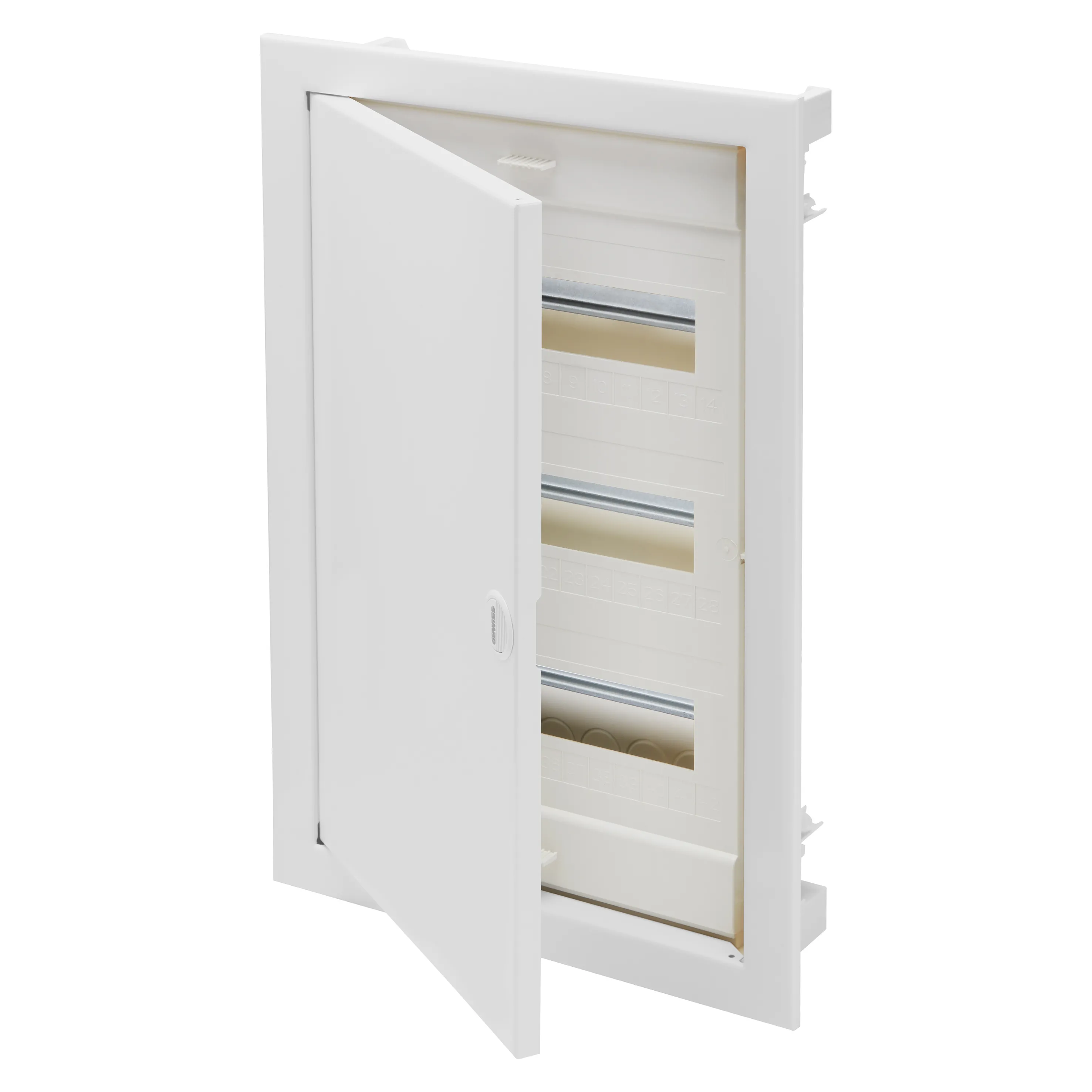 Carcasa Tablou Protejat Cu Montaj Incastrat Pentru Pereti Din GIPs-Carton - Cu Reglete De Borne - 48 De Module - Usa Opac Si Cadru Metalic Gewiss GW40164N