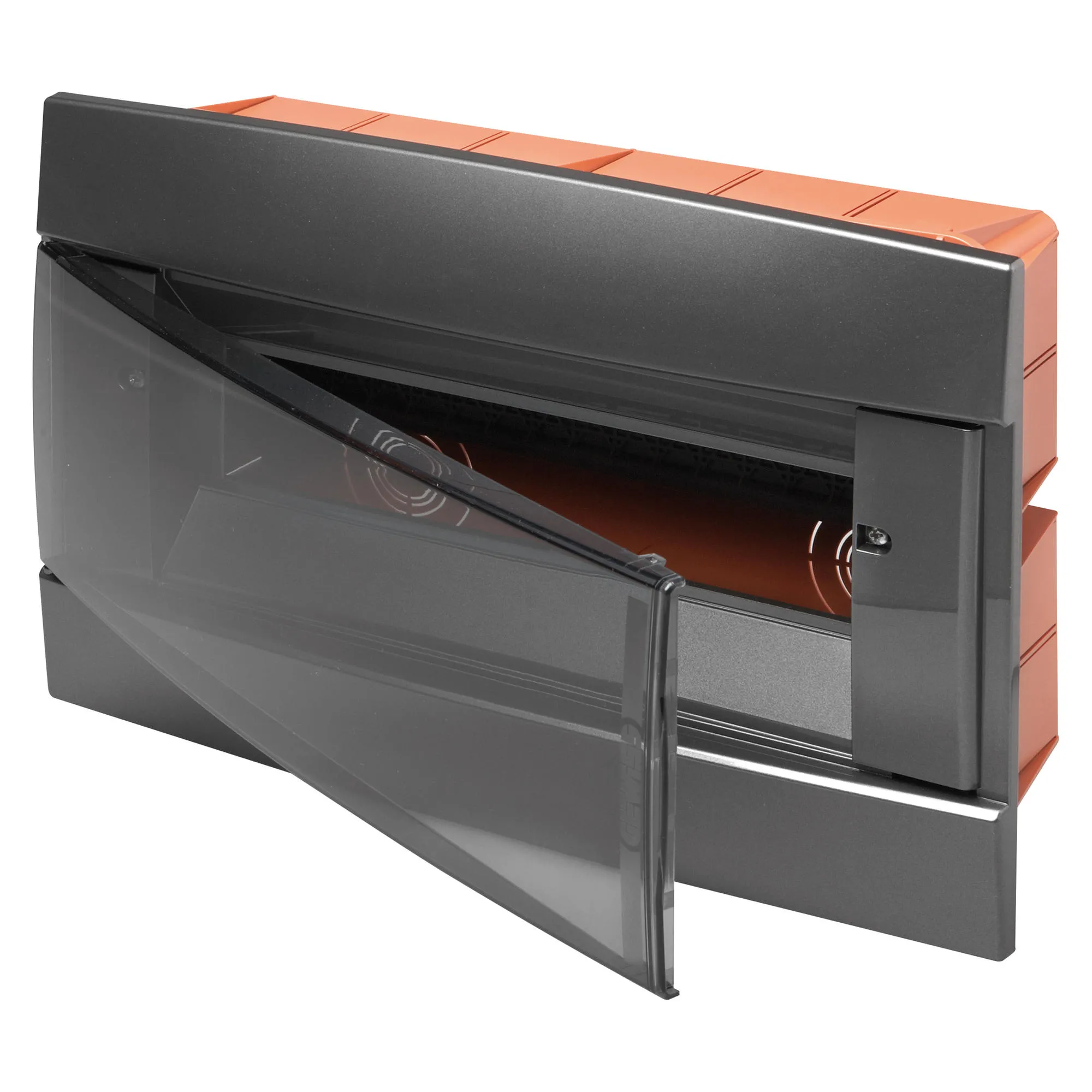 Carcasa tablou decorativa - cu montaj incastrat - pre-aranjata pentru blocurile terminale ale carcasei - 330x218x25 - varnishedslate - 12+1 module 