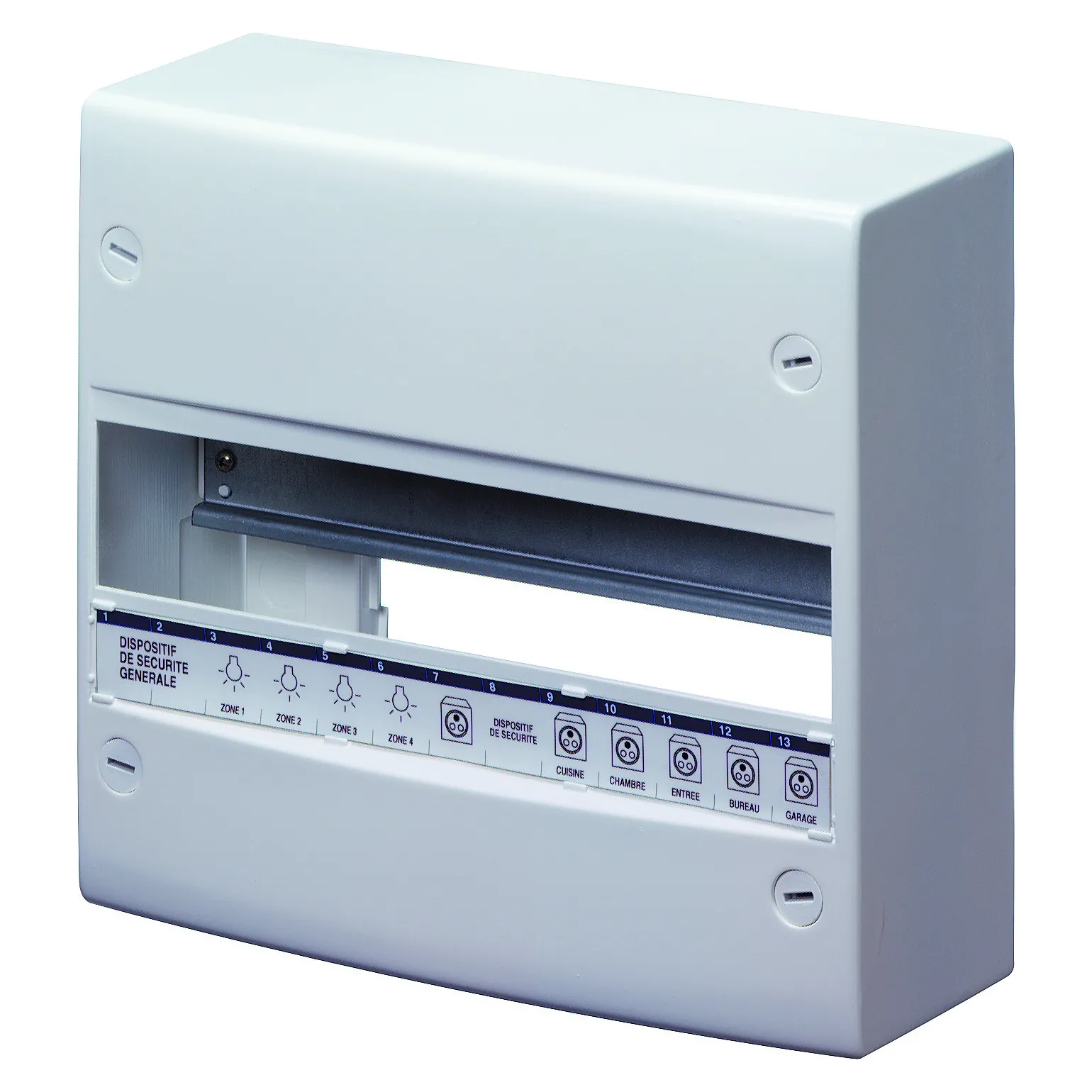 Carcasa standard franceza - montare pe suprafata - fara usa - cu regleta de borne - 13 module - ip30 ral9016 gewiss gw40501