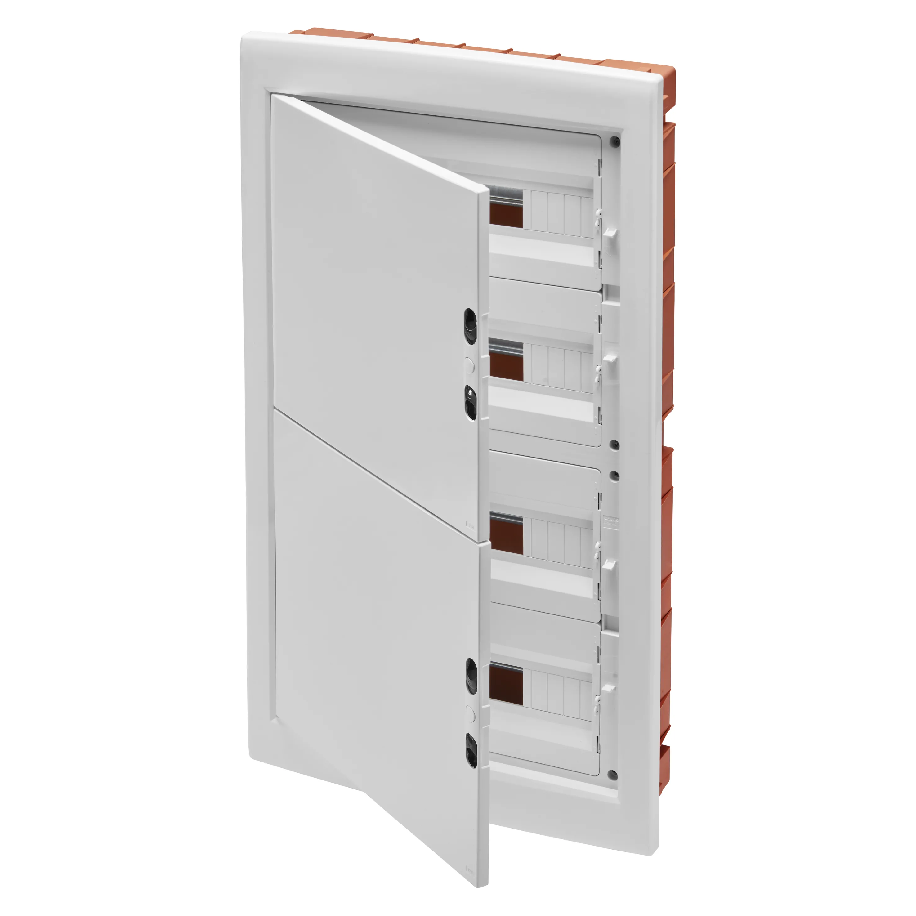Tablou de distributie - panou cu fereastra si cadru extractibil - usa alb opac - regleta de borne n 2x[(3x16)+(17x10)] e 2x[(3x16)+(17x10)] - 72 