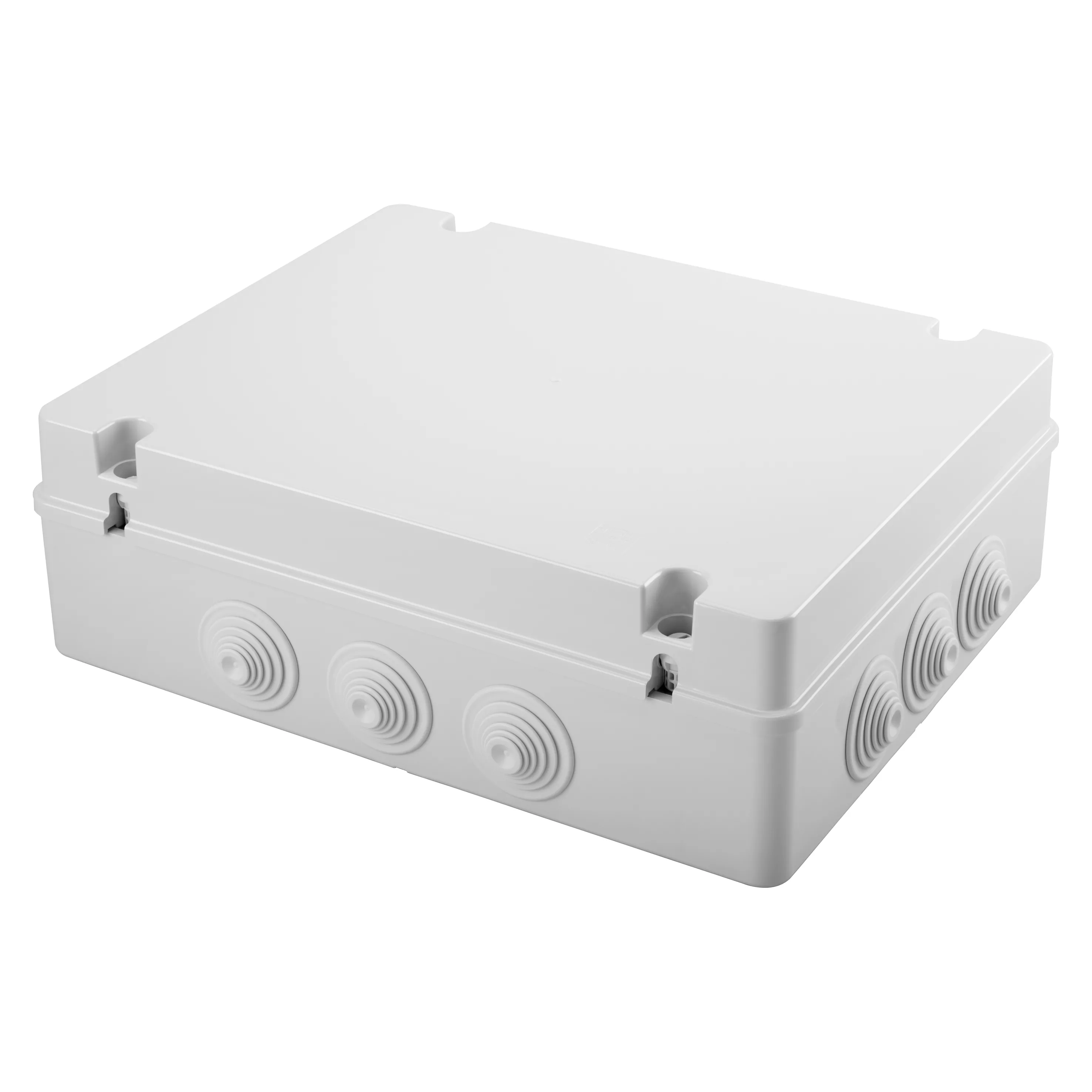 Cutie de jonctiune doza cu capac simplu insurubat ip55 dimensiuni interne 380x300x120 pereti cu presetupe gri ral 7035 gewiss gw44010