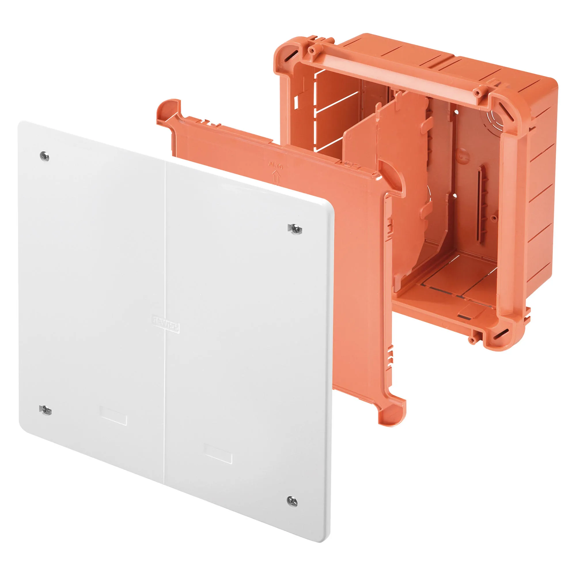 Cutie De Jonctiune Doza Si Conectare Pentru Asamblare Alaturata Pentru Montanti Dimensiuni 260X260X121 Capac Simplu Pliabil Alb Ral9016 Gewiss GW48207