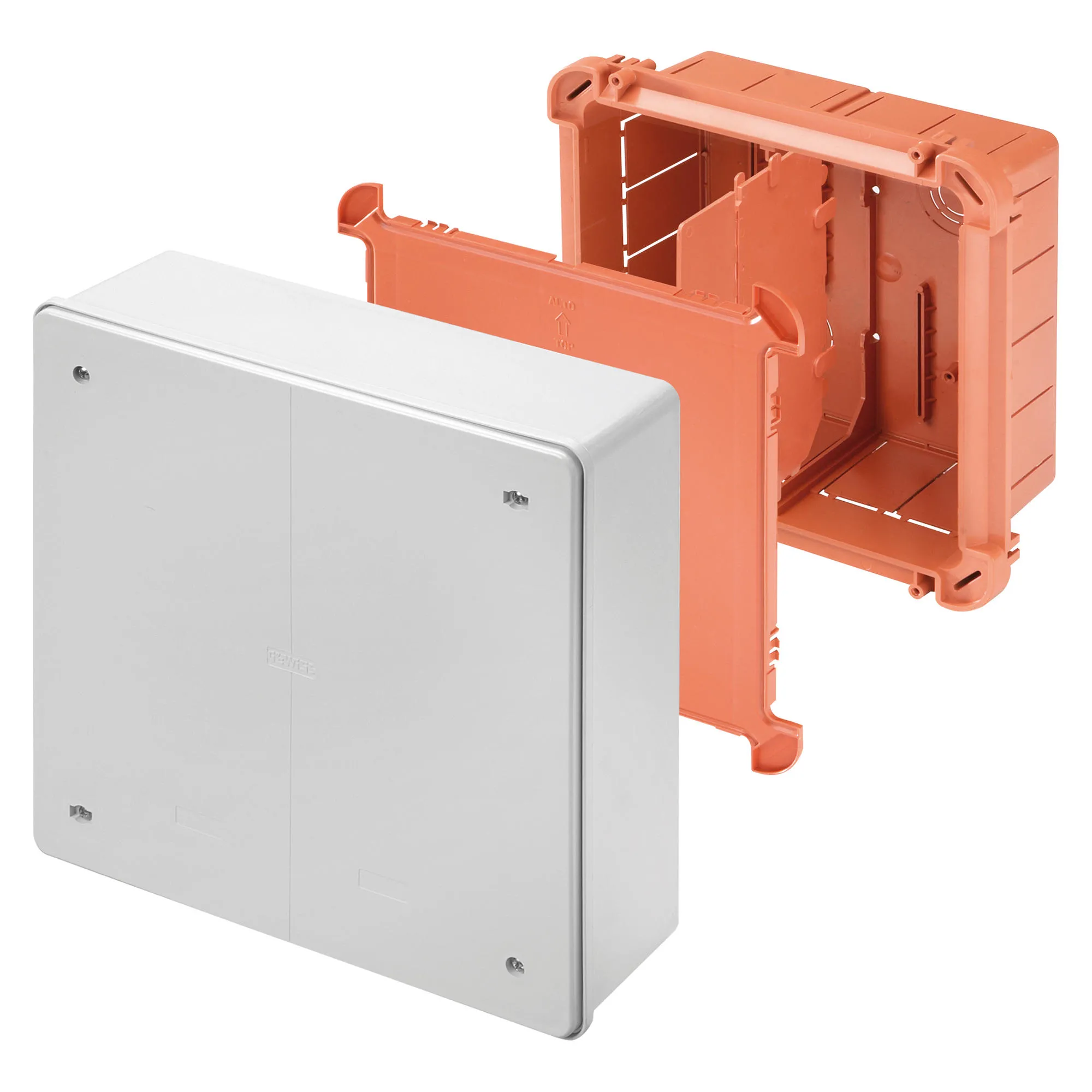 Cutie De Jonctiune Doza Si Conectare Pentru Asamblare Alaturata Pentru Montanti Dimensiuni 260X260X121 Capac Pliabil Adanc Gri Ral7035 Gewiss GW48227