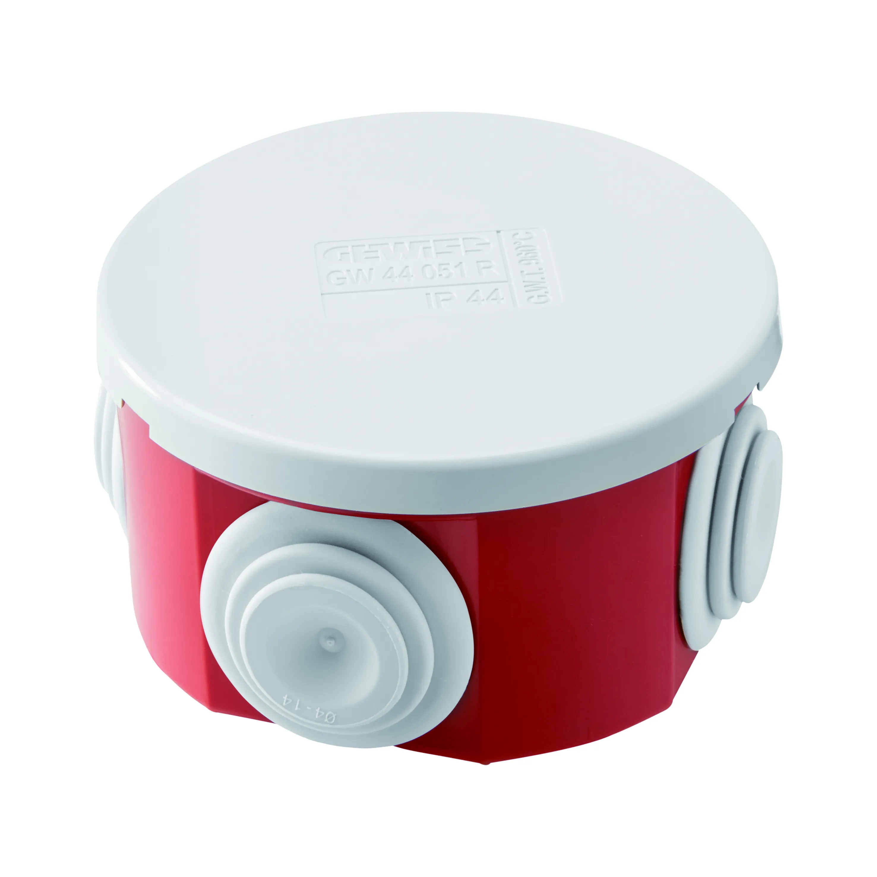 Cutie de jonctiune doza cu capac simplu ip44 dimensiuni interne Ø 65x35 pereti cu presetupe gwt 960oc gri ral 7035 cutie rosie ral 3000 gewiss 