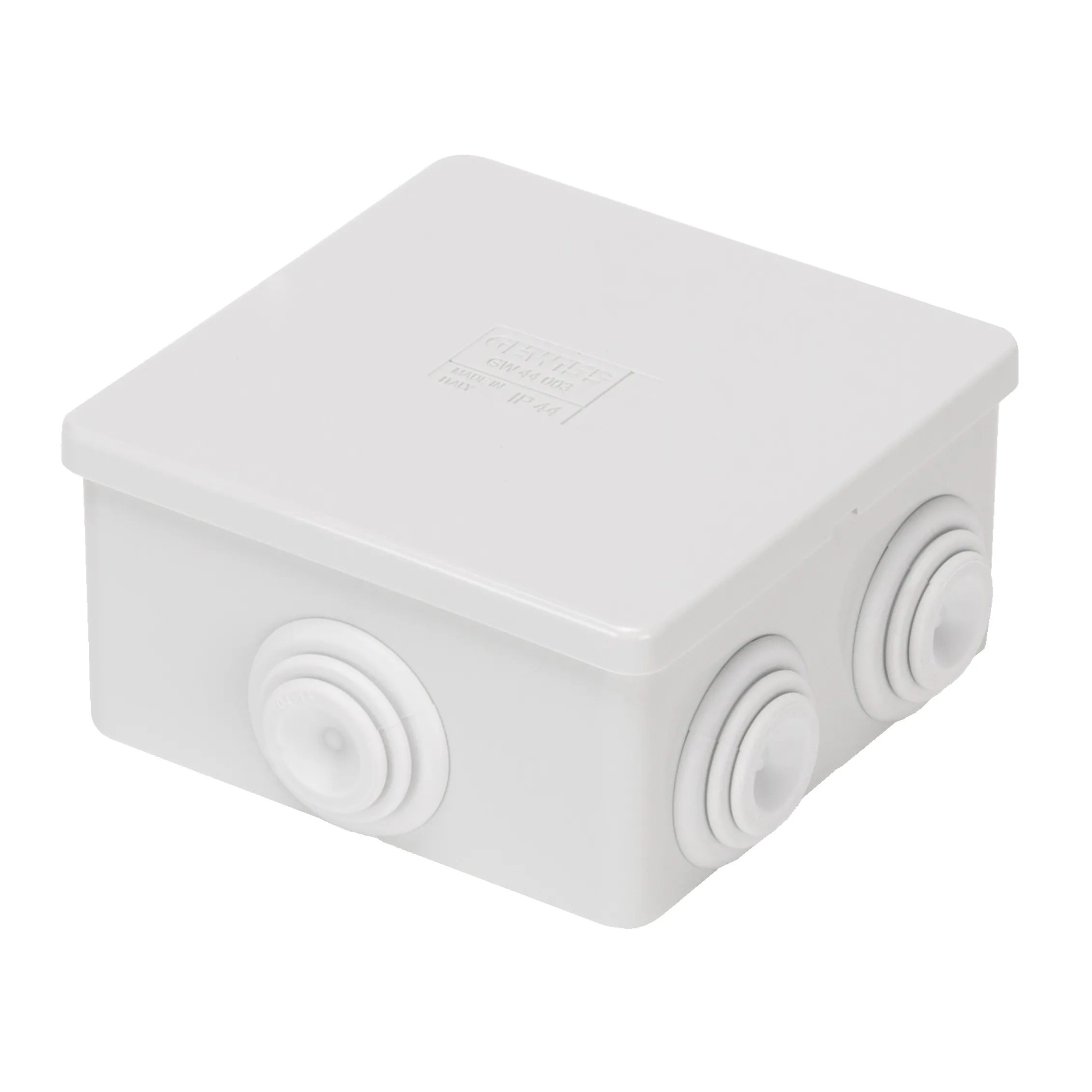 Cutie de jonctiune doza cu capac simplu ip44 dimensiuni interne 80x80x40 pereti cu presetupe gwt 960oc gri ral 7035 gewiss gw44053