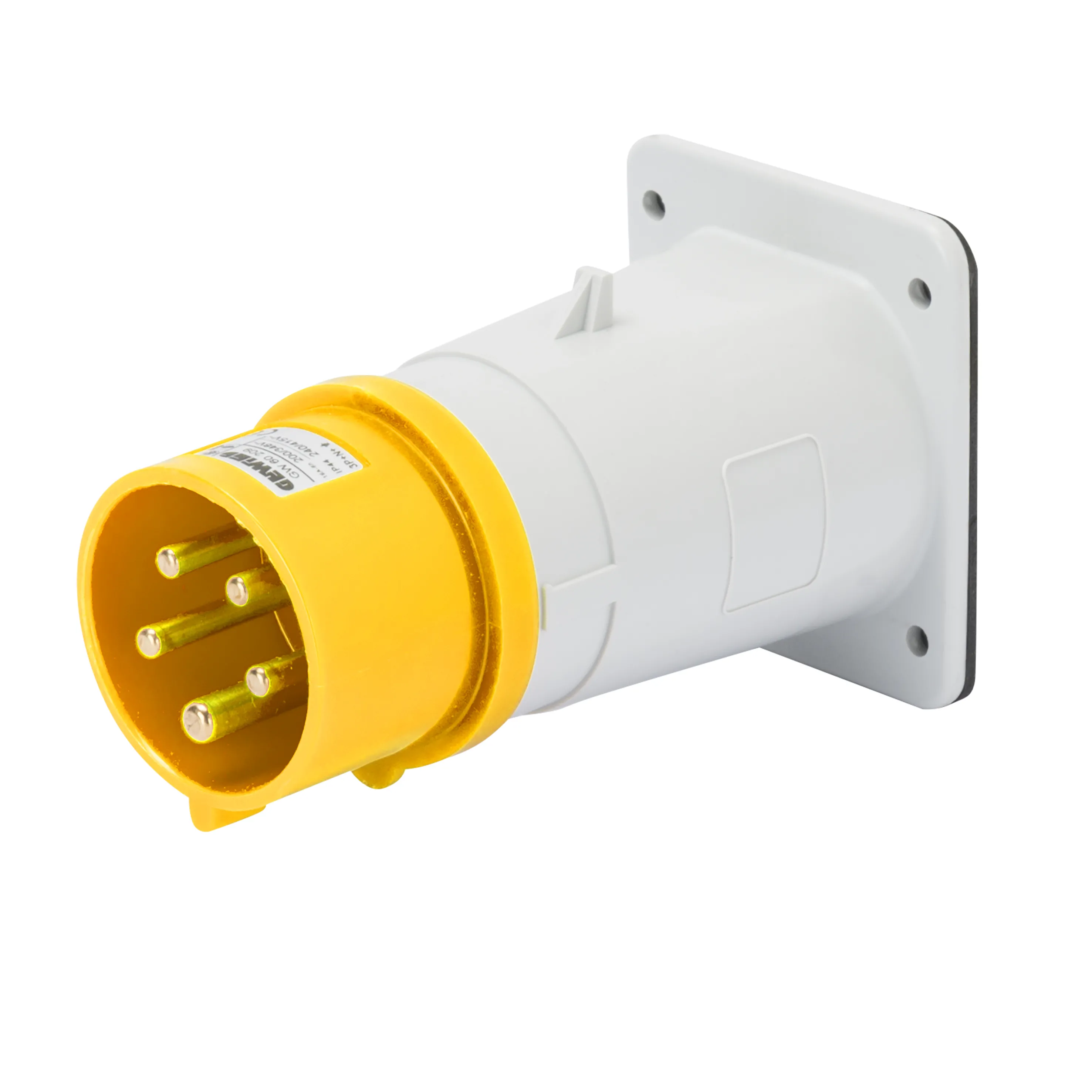 Fisa dreapta cu montaj incastrat ip44 2p+e 16a 100-130v 50/60hz galben 4h cablaj cu surub gewiss gw60201