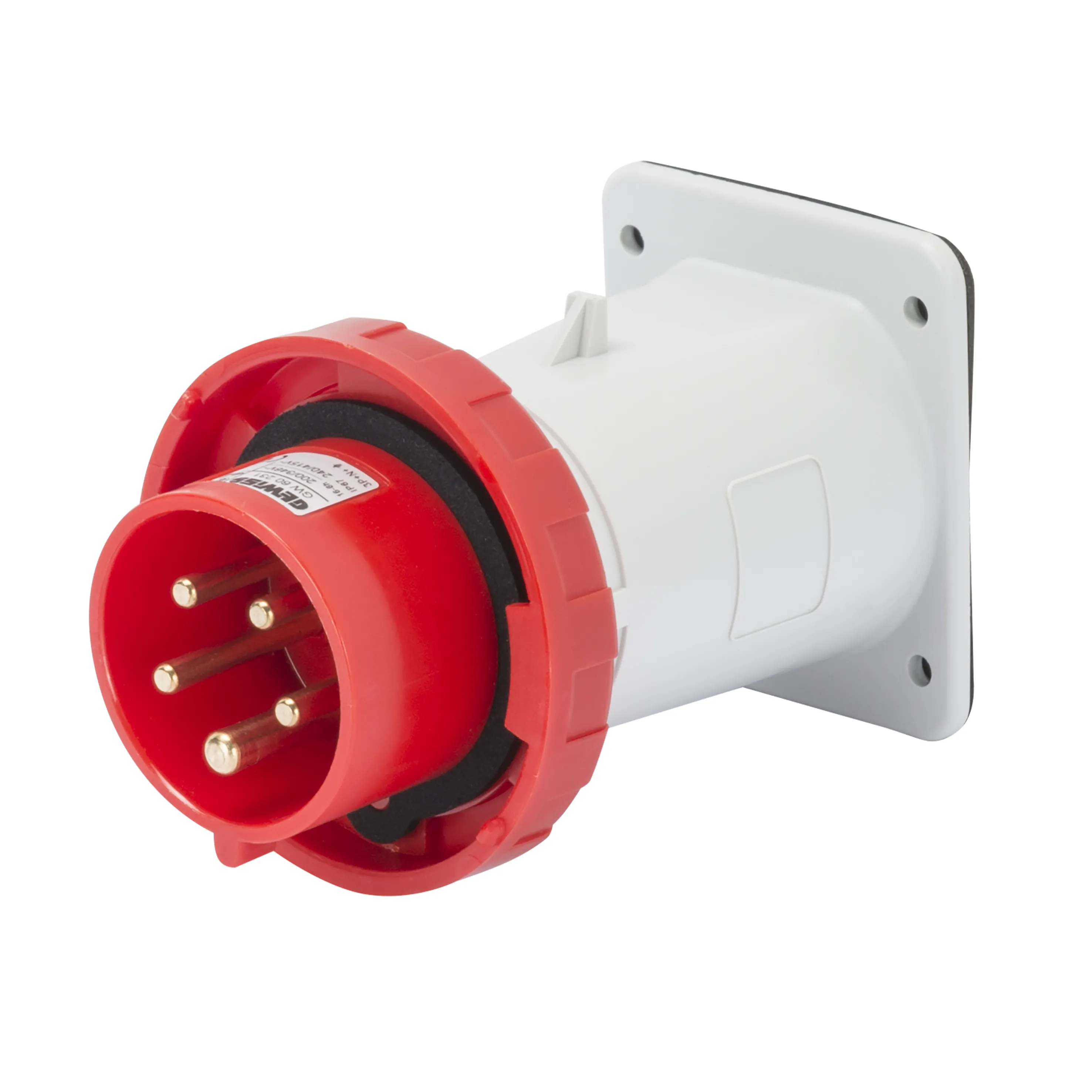 Fisa dreapta cu montaj incastrat ip67 3p+e 32a 380-415v 50/60hz rosu 6h cablaj cu surub gewiss gw60241