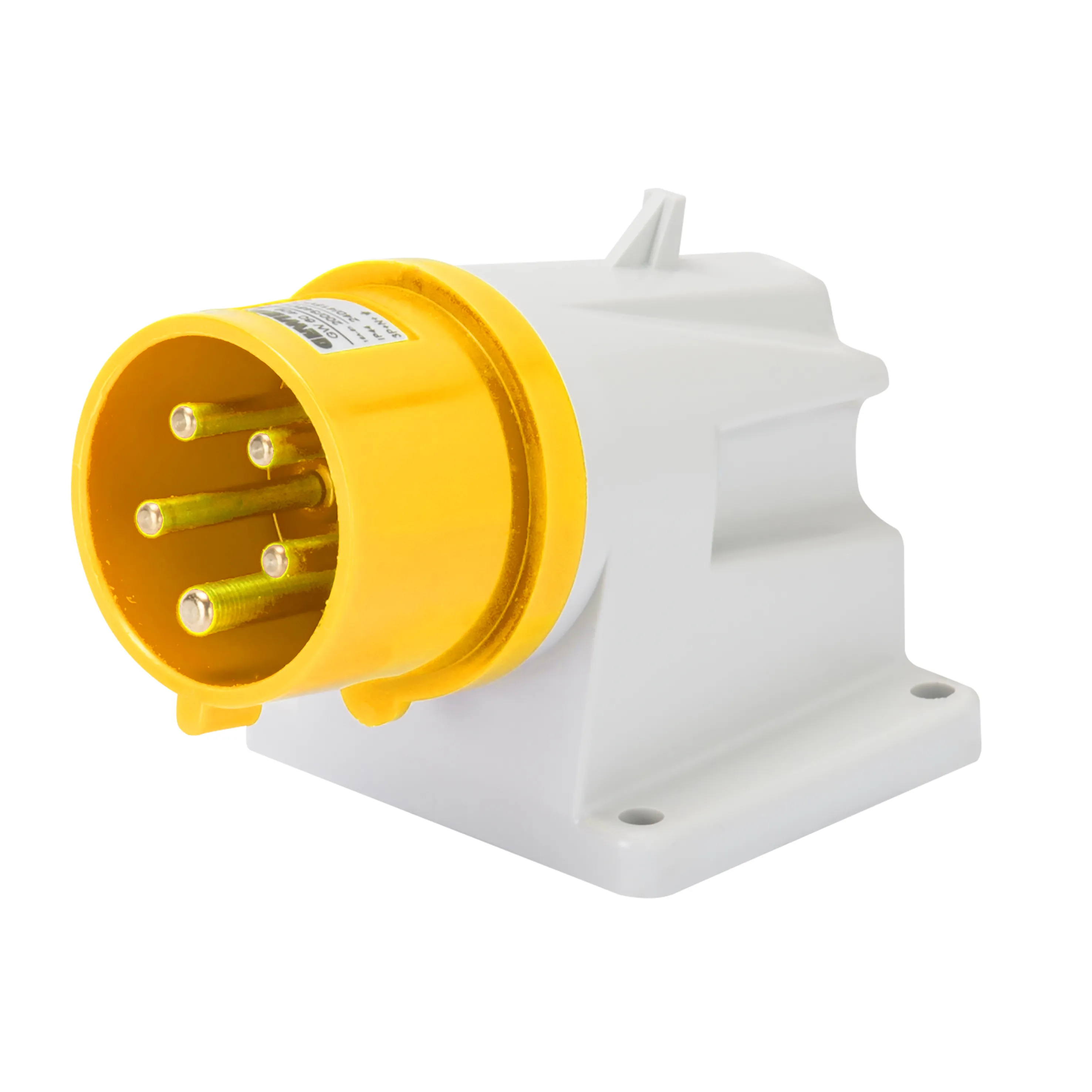 Fisa Dreapta cu montaj aparent In Unghi De 90° IP44 2P+E 16A 100-130V 50/60Hz Galben 4H Cablaj Cu Surub Gewiss GW60401