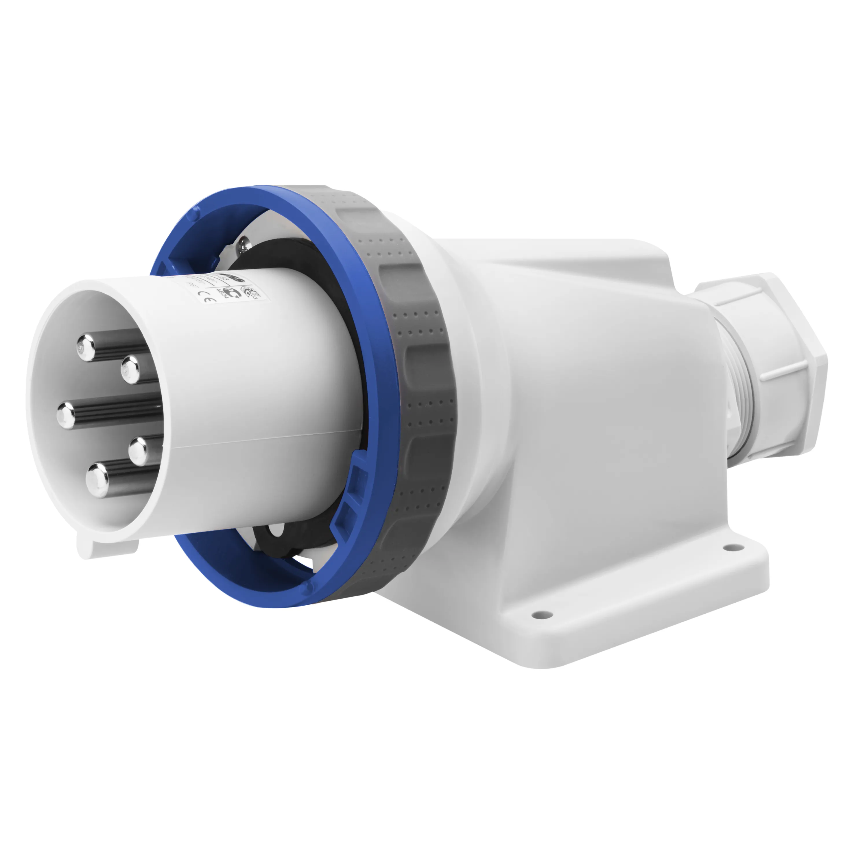 Fisa Dreapta cu montaj aparent In Unghi De 90° IP67 3P+N+E 63A 200-250V 50/60Hz Albastru 9H Terminal Manta Gewiss GW61450