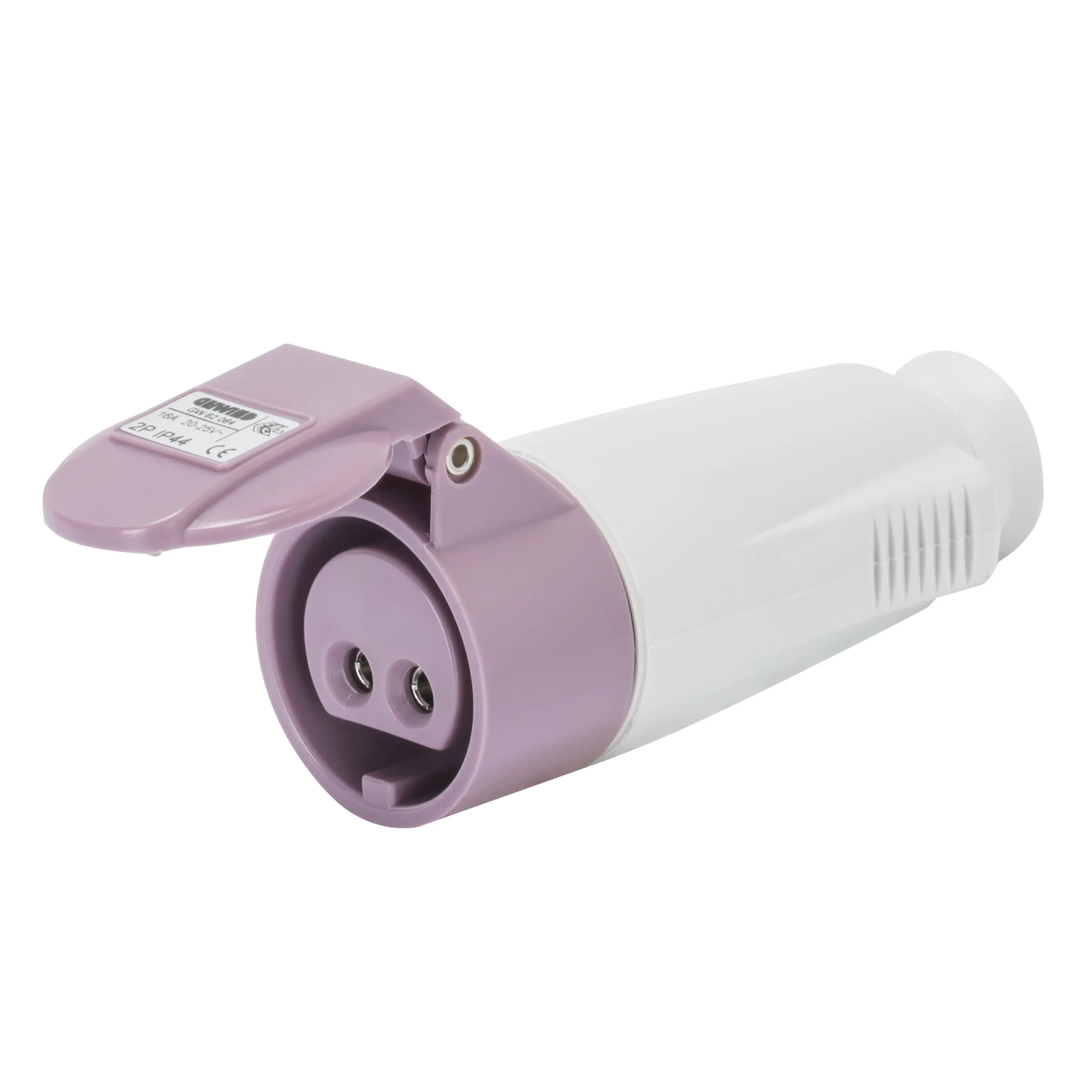 Priza Mobila Dreapta IP44 2P 16A 20-25V 50-60Hz Violet N.R. Cablare Cu Surub Gewiss GW62064 