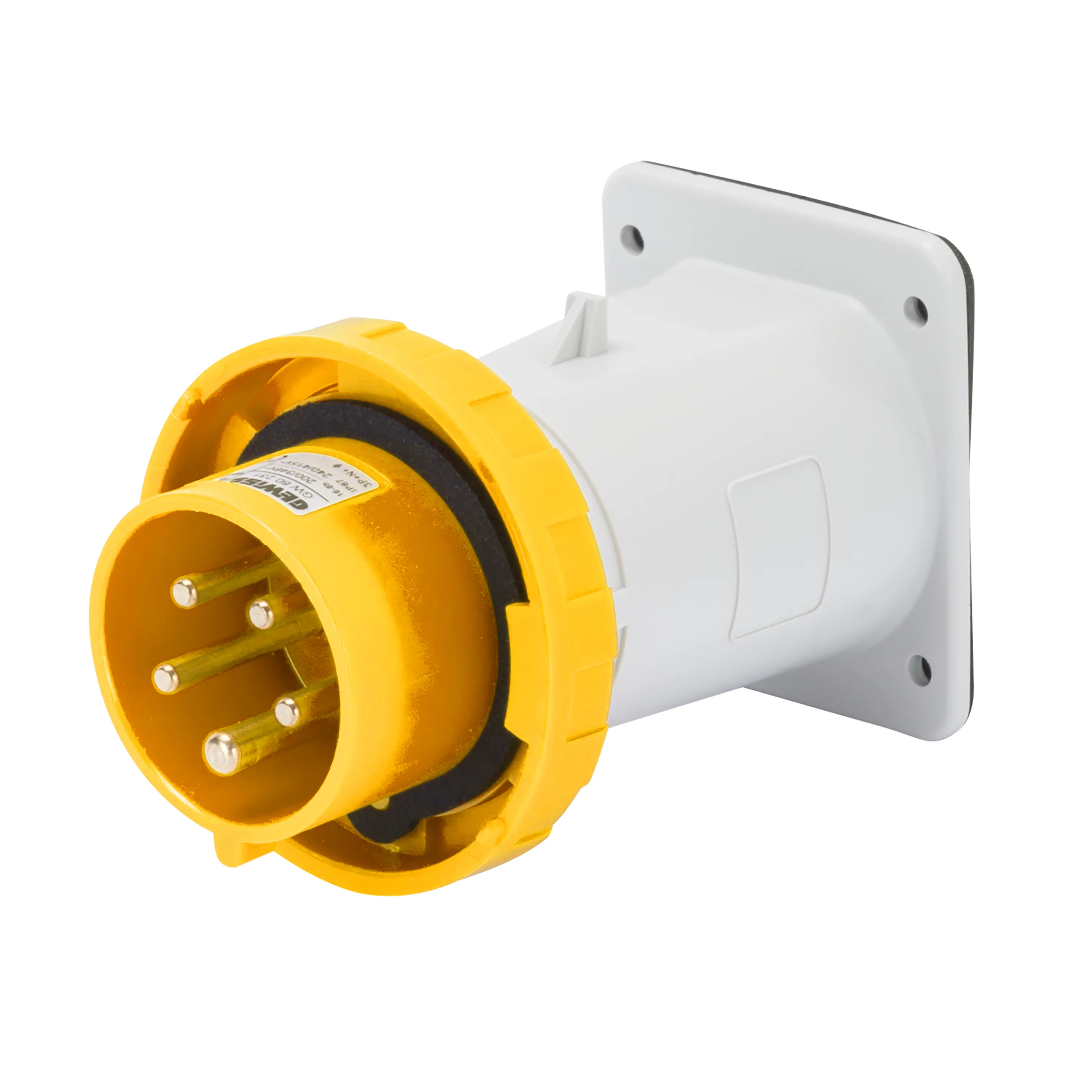 Fisa dreapta cu montaj incastrat ip67 3p+e 16a 100-130v 50/60hz galben 4h cablaj cu surub gewiss gw60224