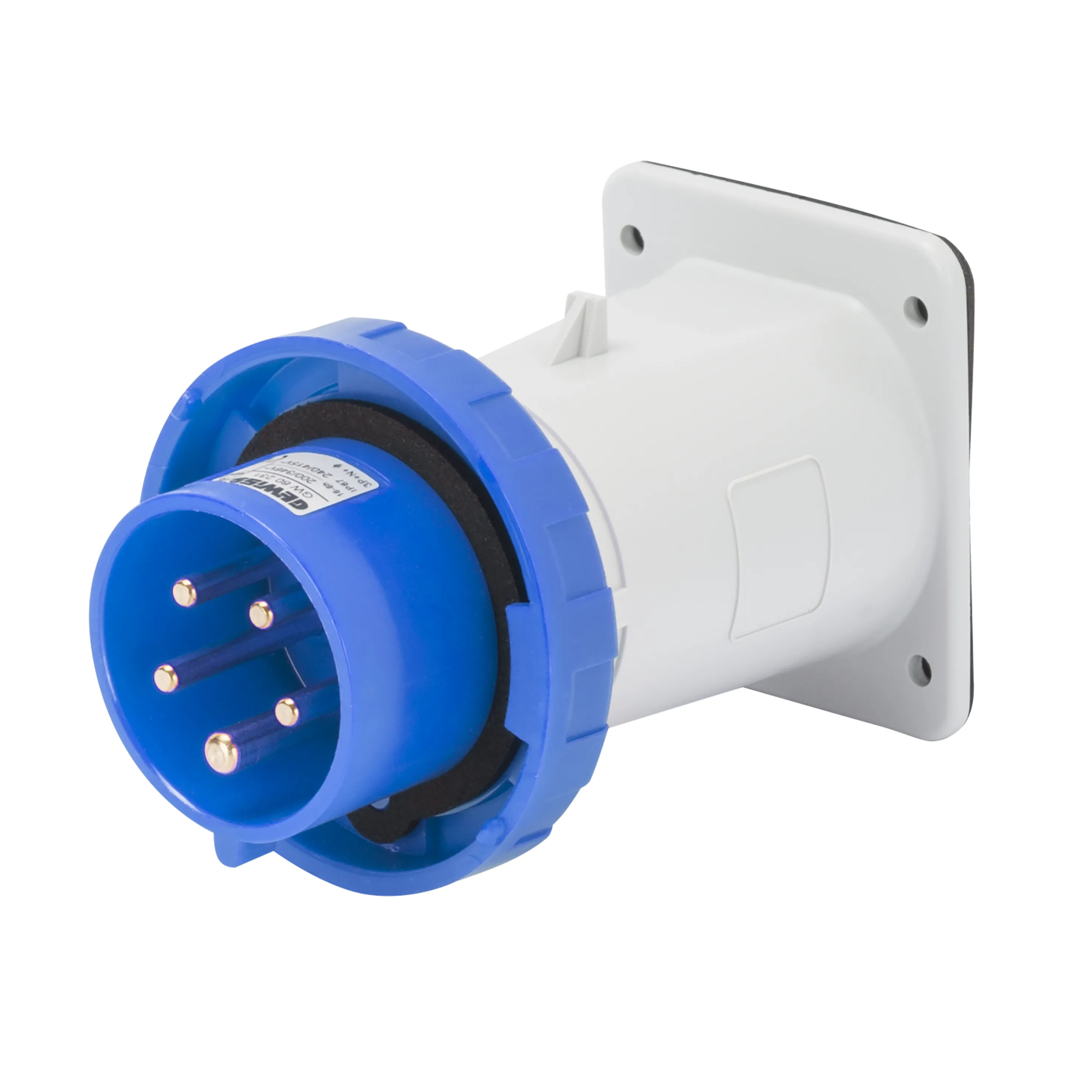 Fisa dreapta cu montaj incastrat ip67 3p+n+e 16a 200-250v 50/60hz albastru 9h cablare cu surub gewiss gw60228
