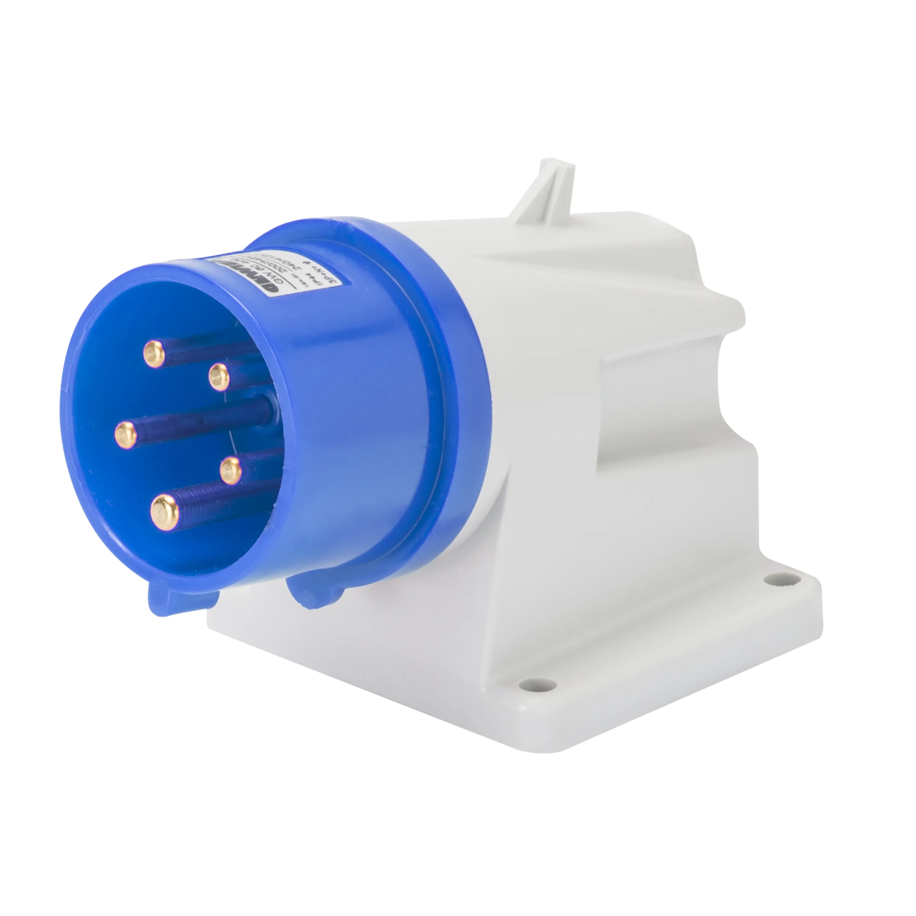 Fisa dreapta cu montaj aparent in unghi de 90° ip44 3p+e 32a 200-250v 50/60hz albastru 9h cablaj cu surub gewiss gw60416