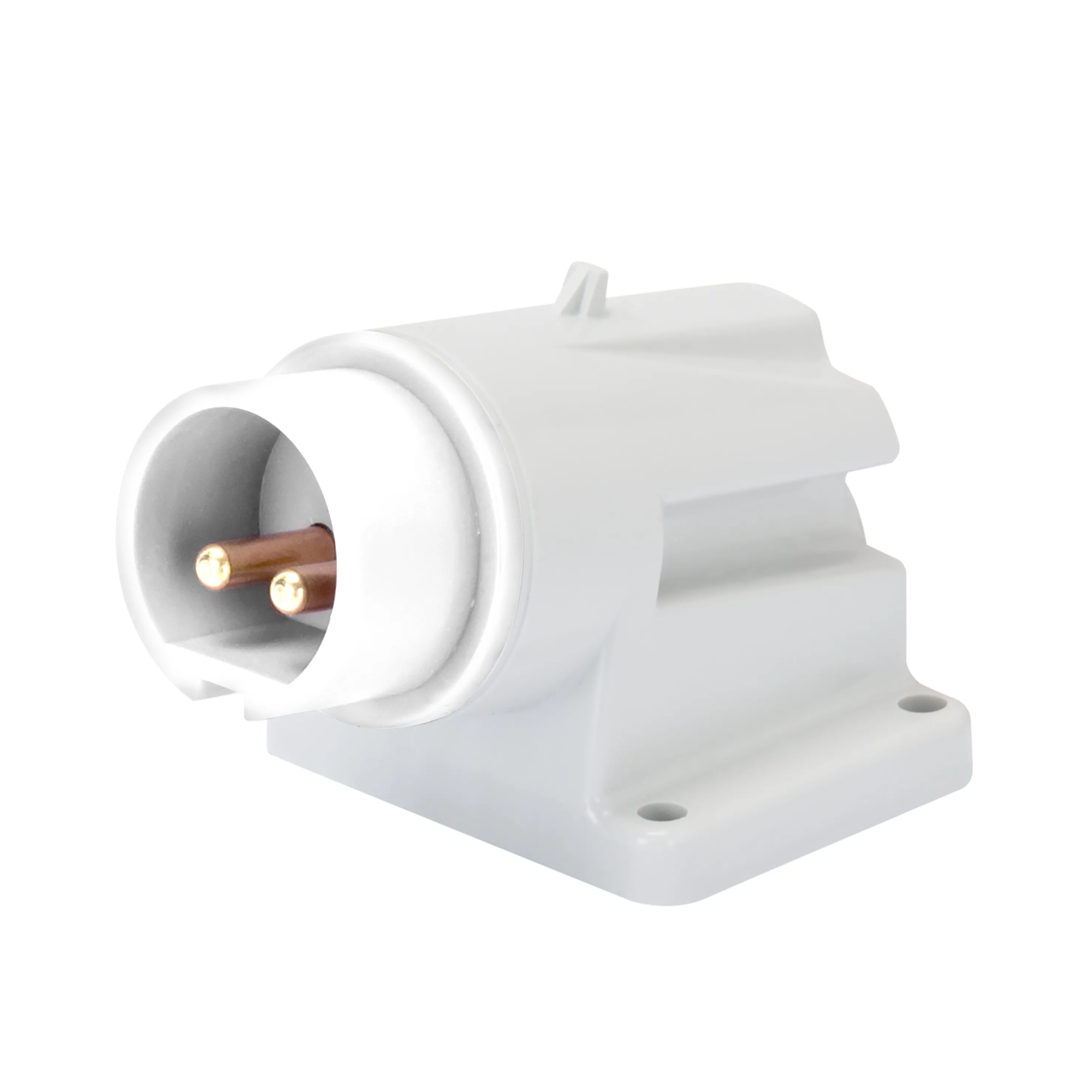 Fisa dreapta cu montaj aparent in unghi de 90° ip44 2p 32a 40-50v 50-60hz alb 12h cablaj cu surub gewiss gw60475
