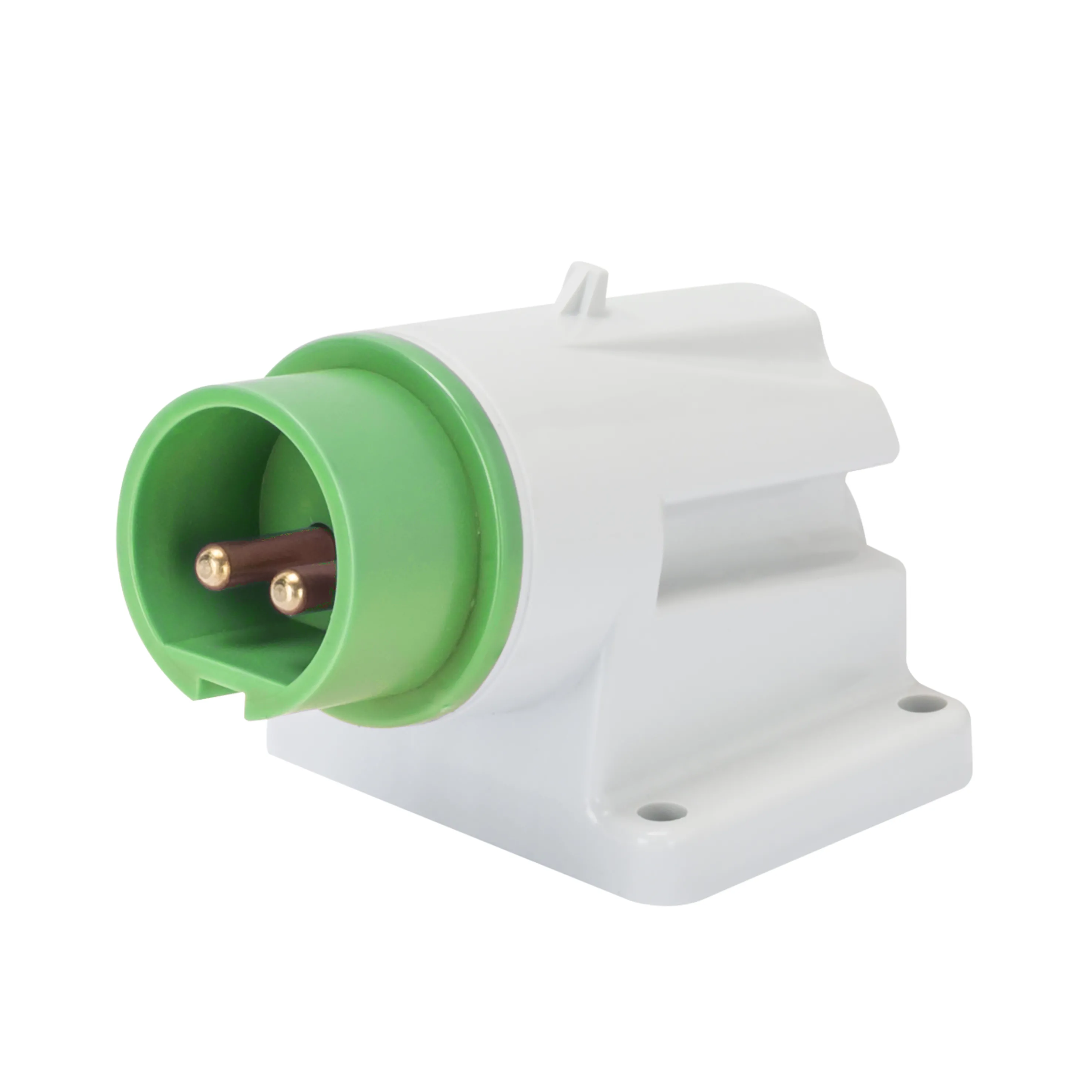 Fisa Dreapta cu montaj aparent In Unghi De 90° IP44 2P 32A 20-25V Si 40-50V 401-500Hz Verde 11H Cablaj Cu Surub Gewiss GW60479