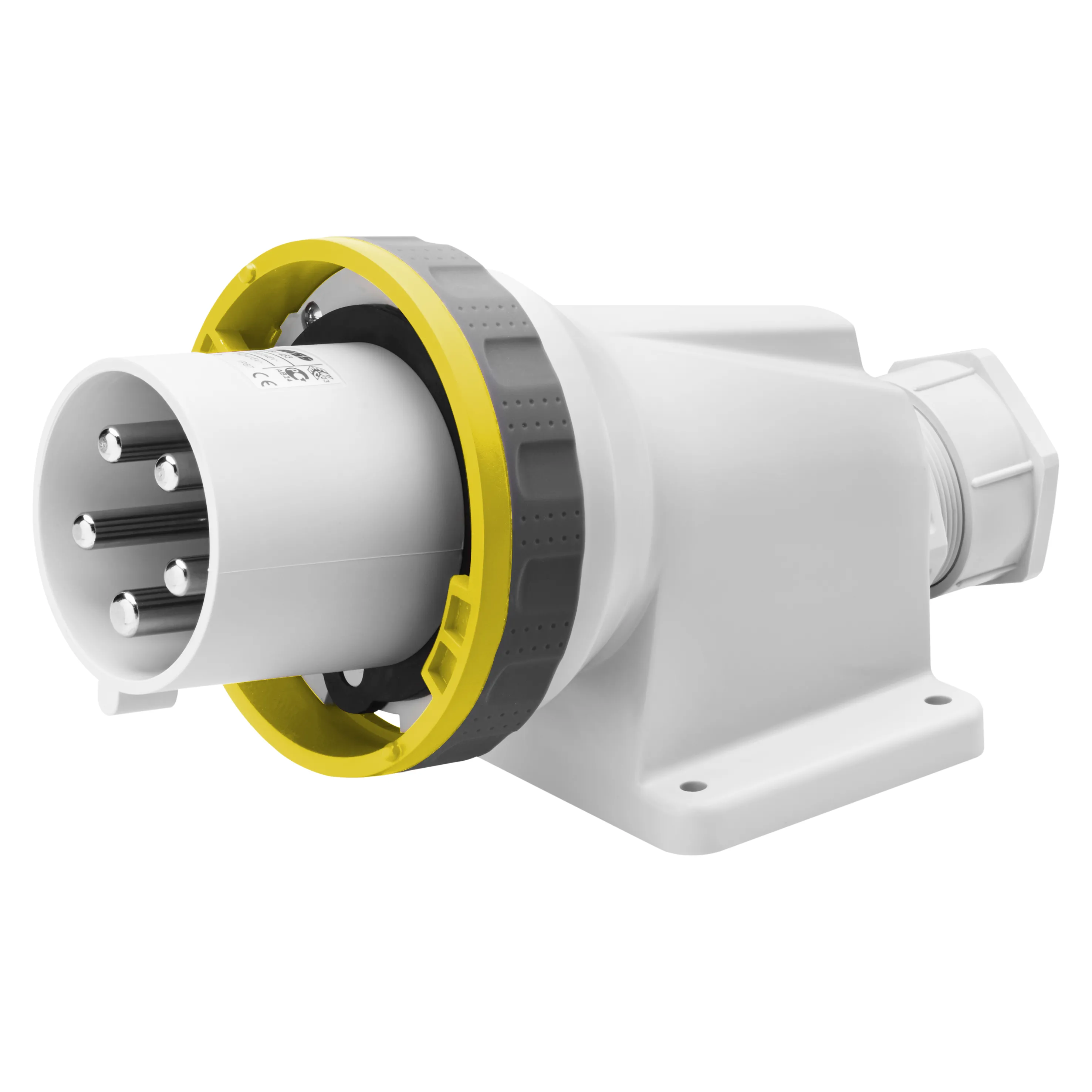 Fisa Dreapta cu montaj aparent In Unghi De 90° IP67 2P+E 63A 100-130V 50/60Hz Galben 4H Terminal Manta Gewiss GW61445