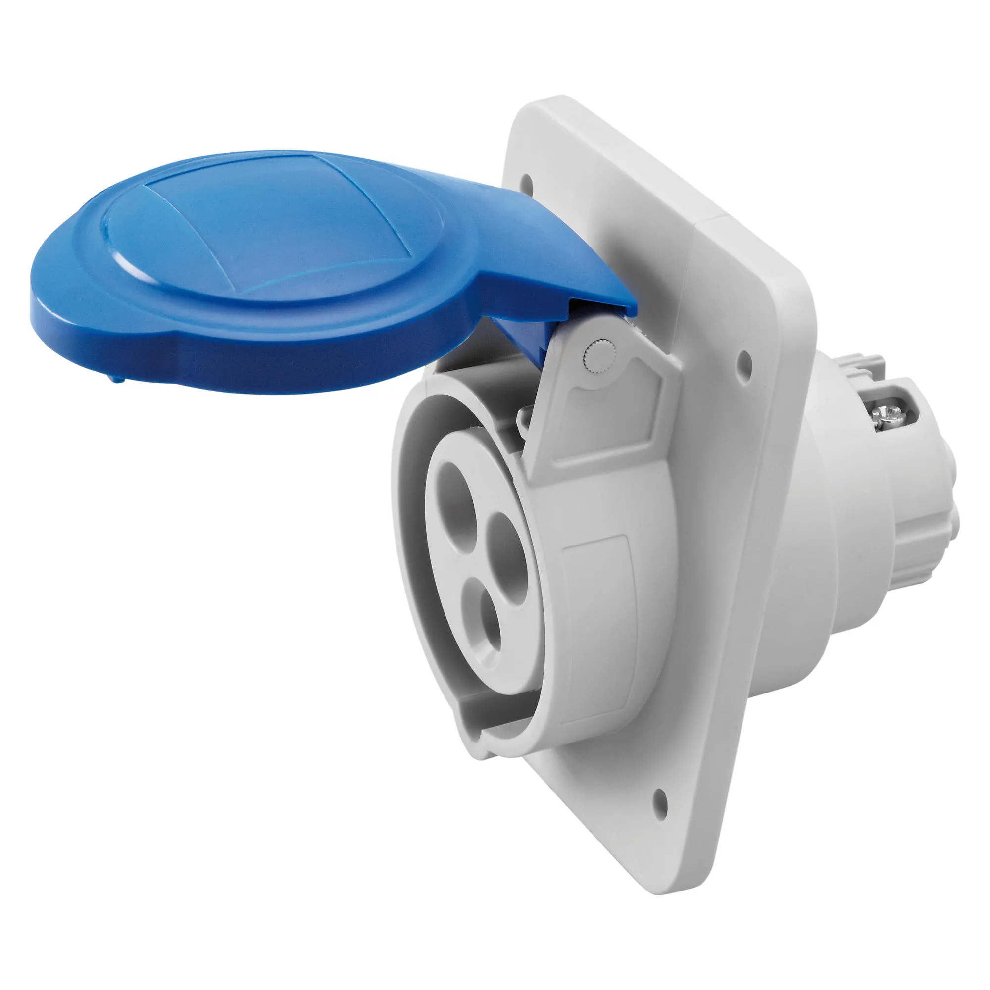 Priza Cu Montaj Incastrat In Unghi De 10° HP IP44/IP54 2P+E 16A 200-250V 50/60Hz Albastru 6H Cablaj Cu Surub Gewiss GW62205H