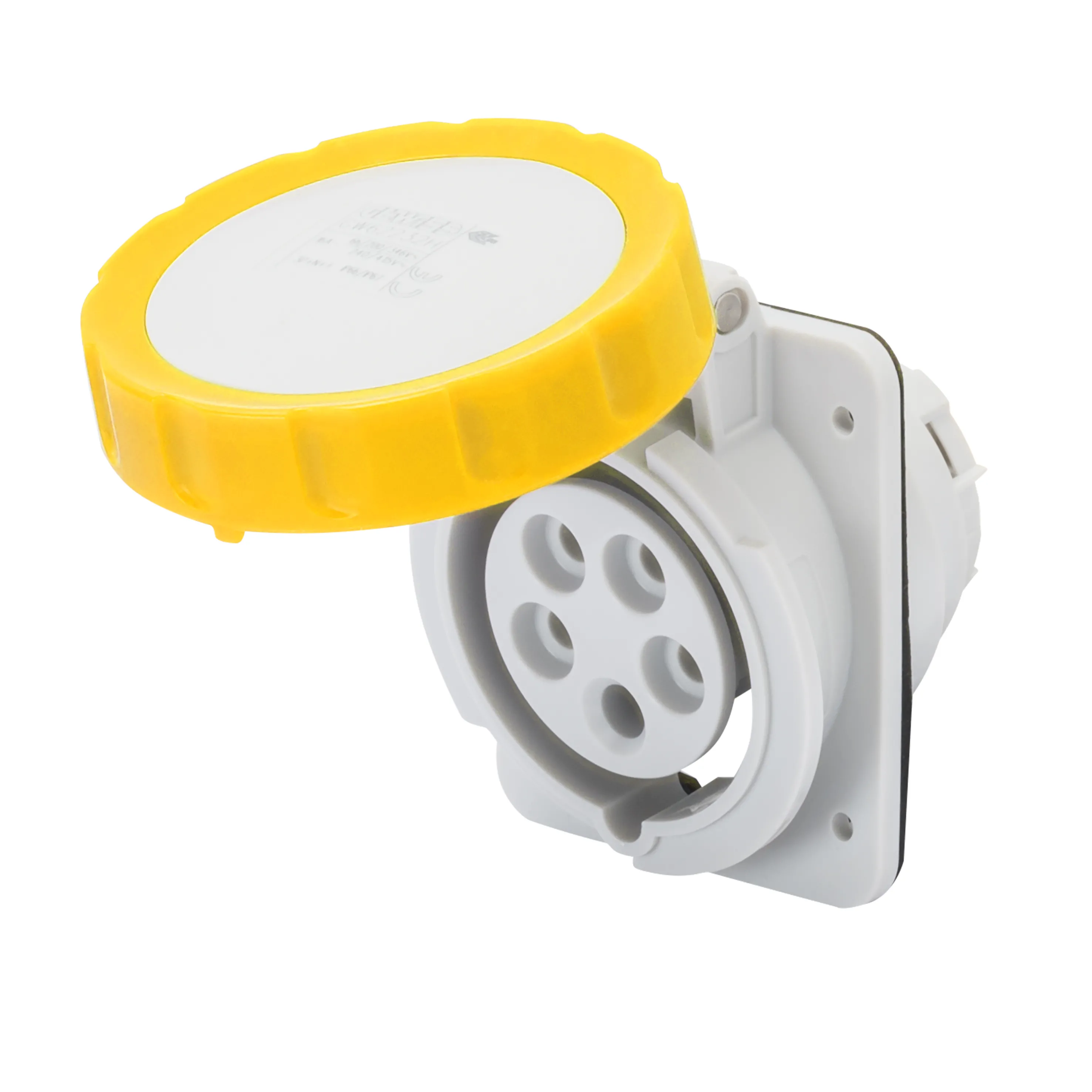 Priza Cu Montaj Incastrat In Unghi De 10° HP IP66/IP67 2P+E 16A 100-130V 50/60Hz Galben 4H Cablaj Cu Surub Gewiss GW62224H