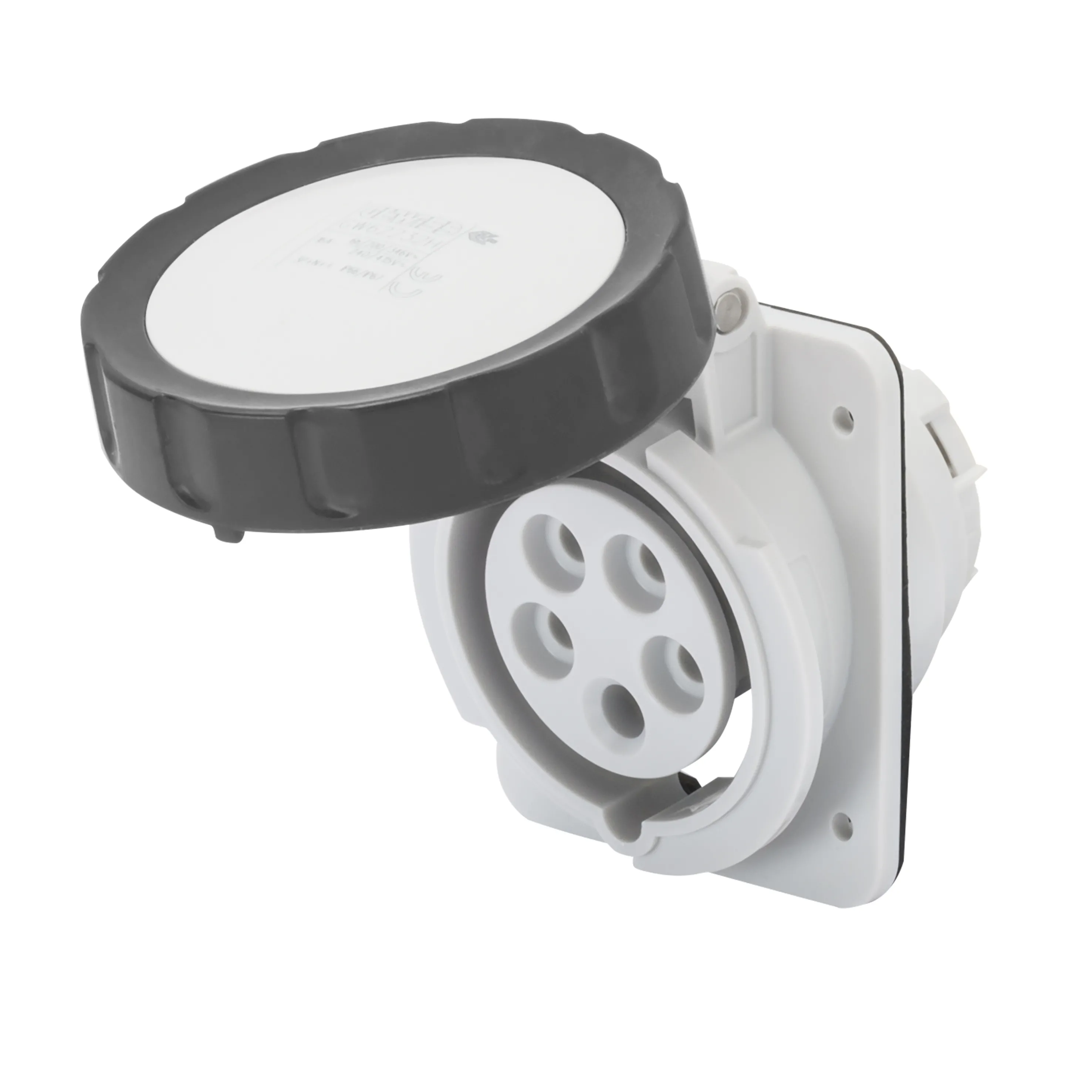 Priza Cu Montaj Incastrat In Unghi De 10° HP IP66/IP67 3P+N+E 16A 480-500V 50/60Hz Negru 7H Cablaj Cu Surub Gewiss GW62234H