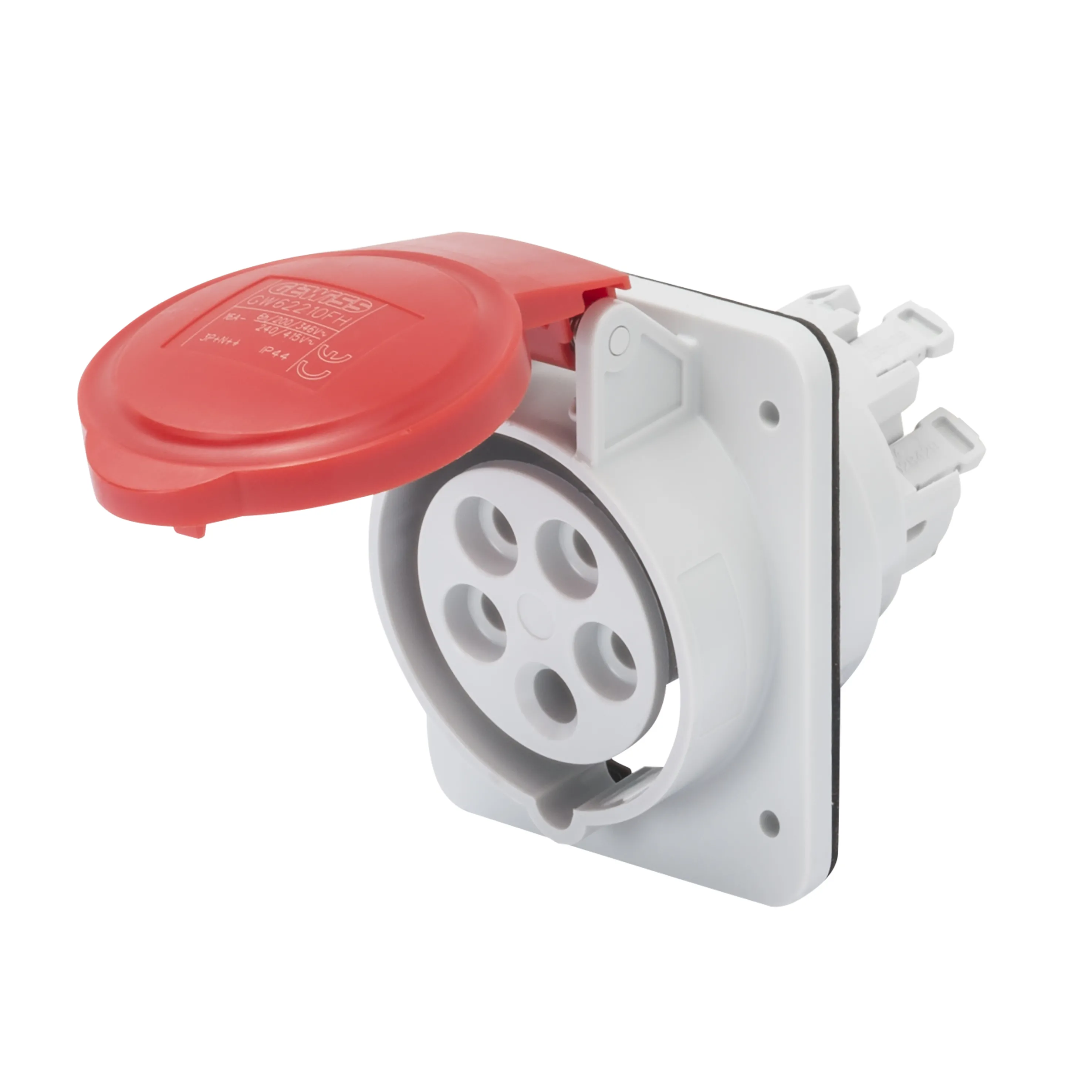 Priza Cu Montaj Incastrat In Unghi De 10° HP IP44/IP54 3P+E 16A 380-415V 50/60Hz Rosu 6H Cablare Rapida Gewiss GW62209FH