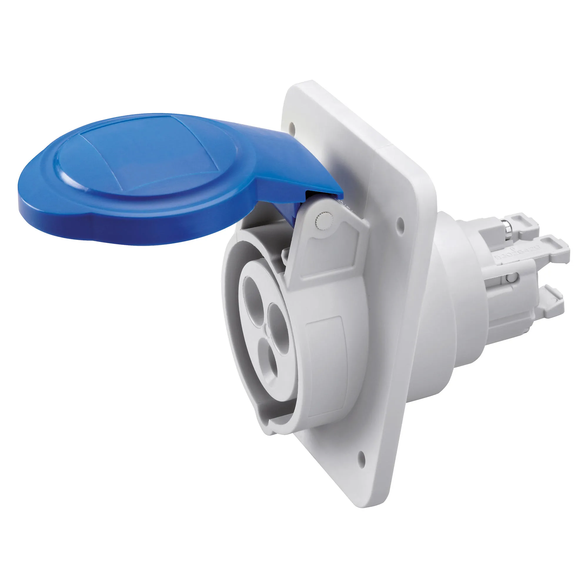 Priza Cu Montaj Incastrat In Unghi De 10° HP IP44/IP54 2P+E 32A 200-250V 50/60Hz Albastru 6H Cablare Rapida Gewiss GW62216FH