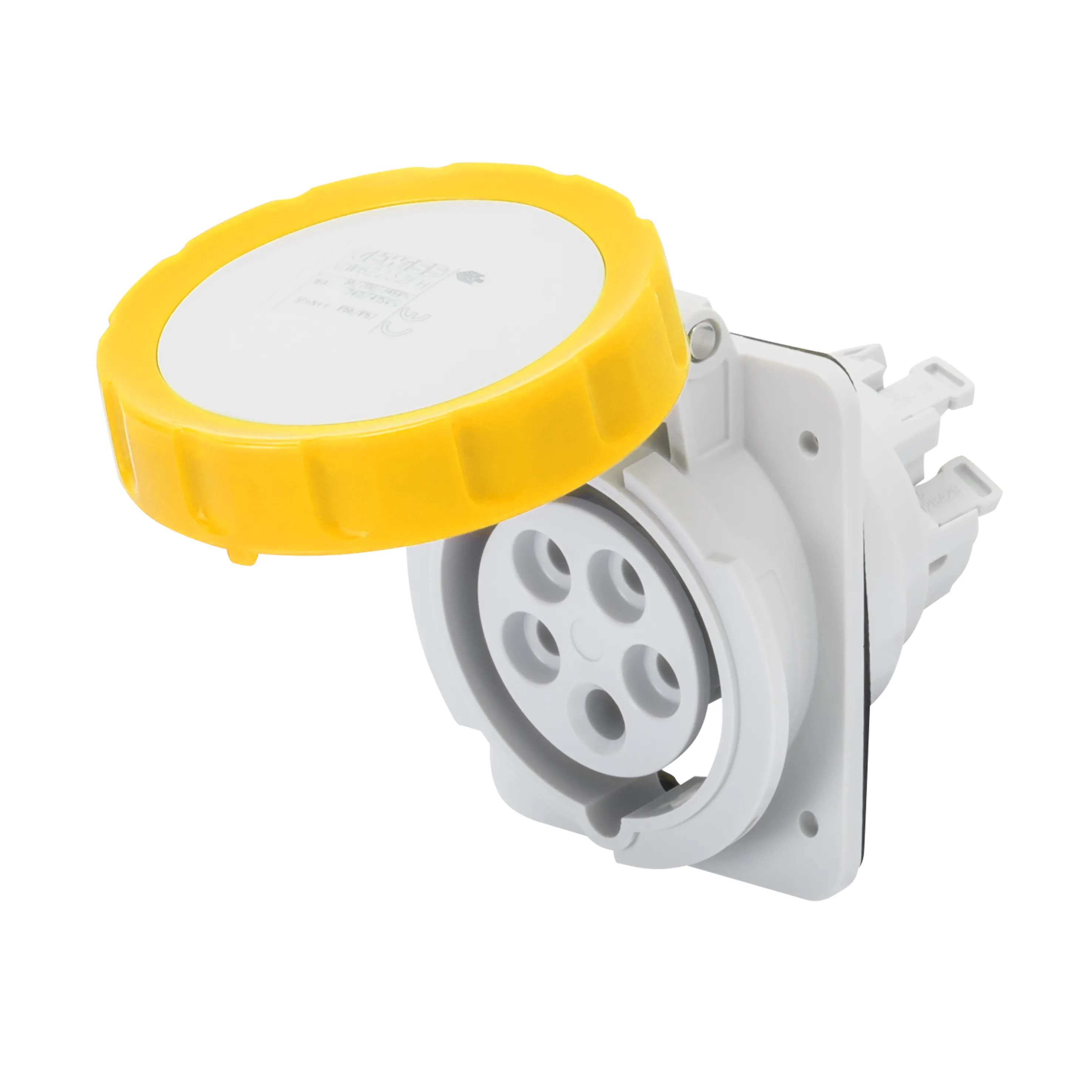 Priza Cu Montaj Incastrat In Unghi De 10° HP IP66/IP67 3P+E 16A 100-130V 50/60Hz Galben 4H Cablare Rapida Gewiss GW62225FH