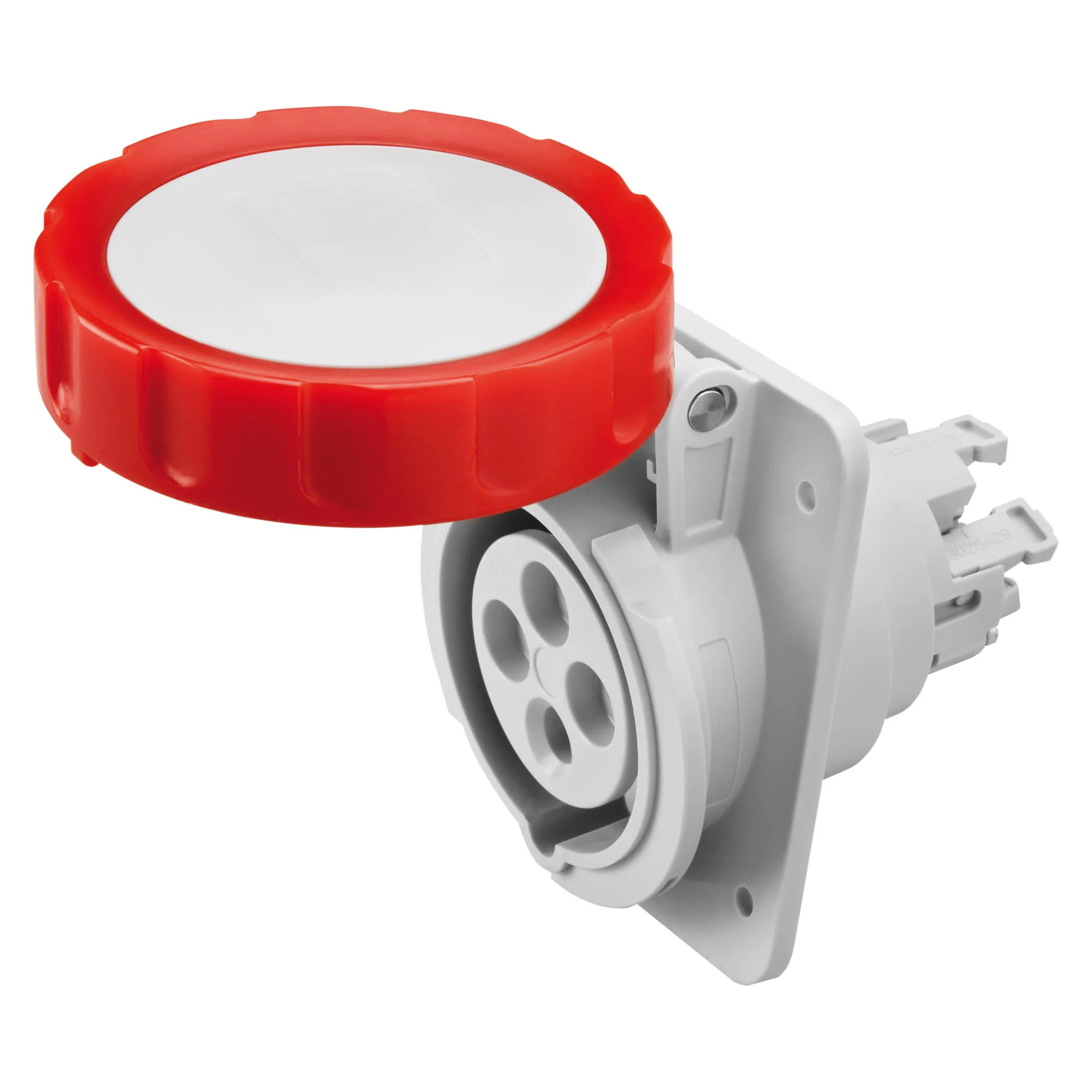 Priza Cu Montaj Incastrat In Unghi De 10° HP IP66/IP67 3P+E 32A 380-415V 50/60Hz Rosu 6H Cablare Rapida Gewiss GW62242FH