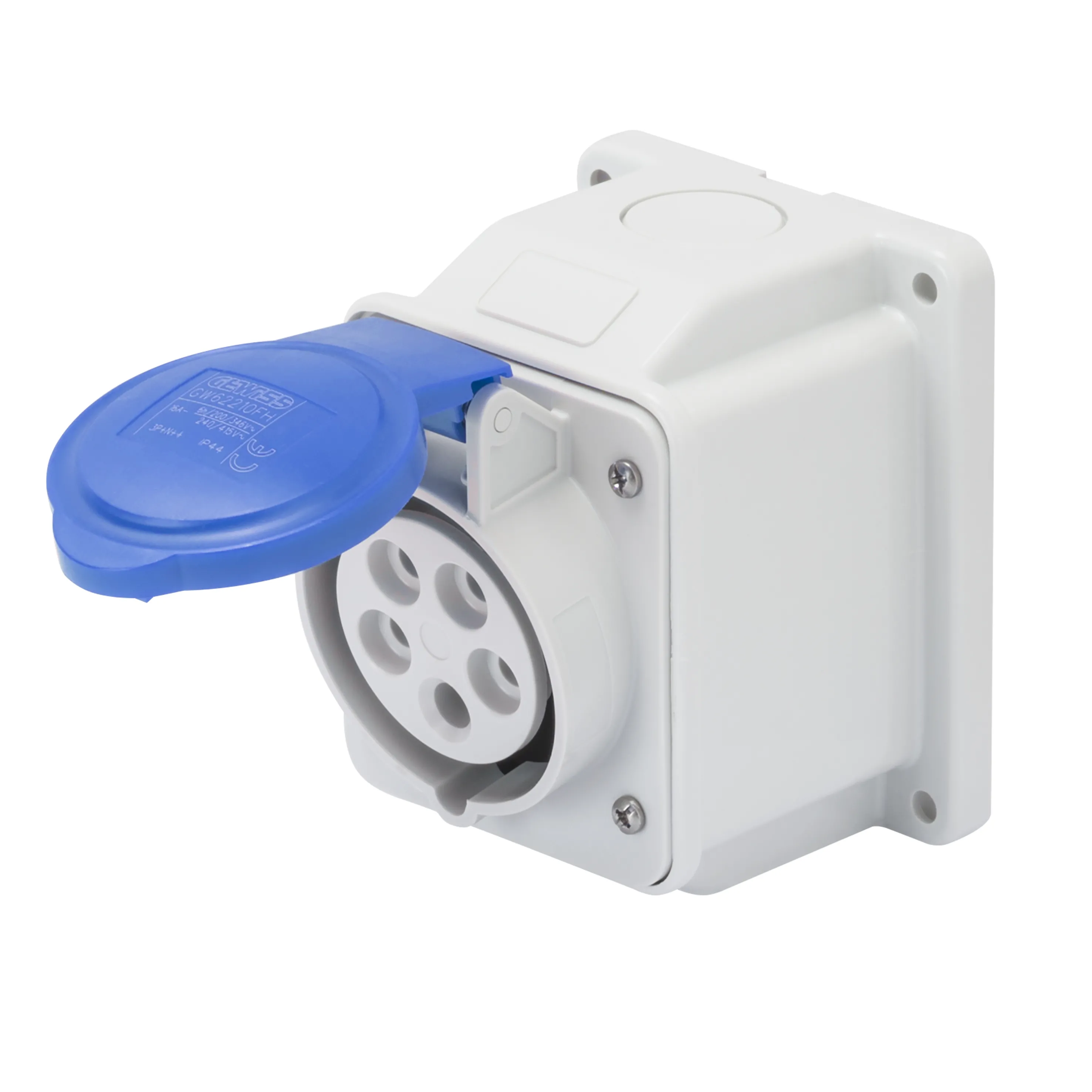 Priza cu Montaj Aparent In Unghi De 10° IP44 3P+E 16A 200-250V 50/60Hz Albastru 9H Cablaj Cu Surub Gewiss GW62405