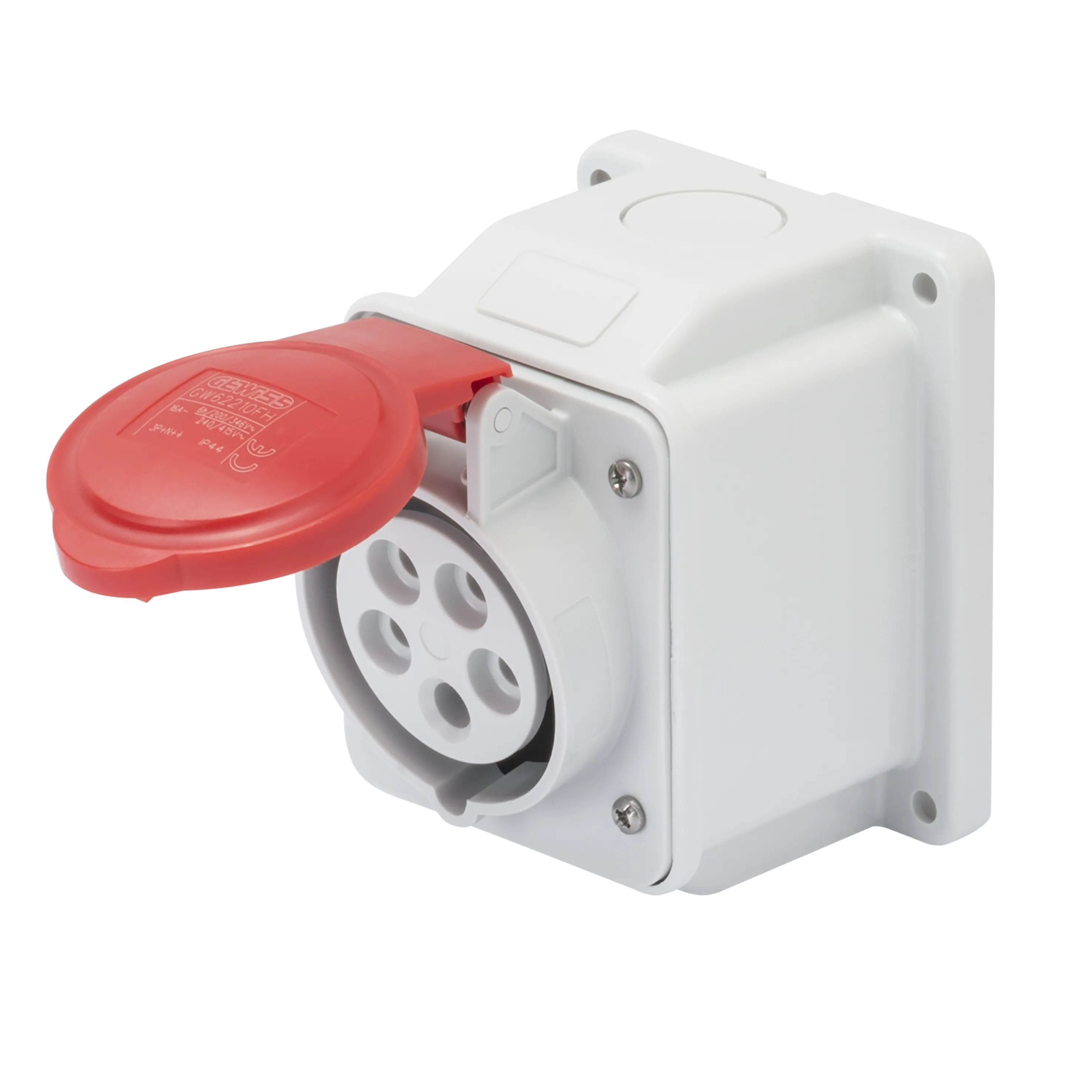 Priza cu Montaj Aparent In Unghi De 10° IP44 3P+E 32A 380-415V 50/60Hz Rosu 6H Cablaj Cu Surub Gewiss GW62419