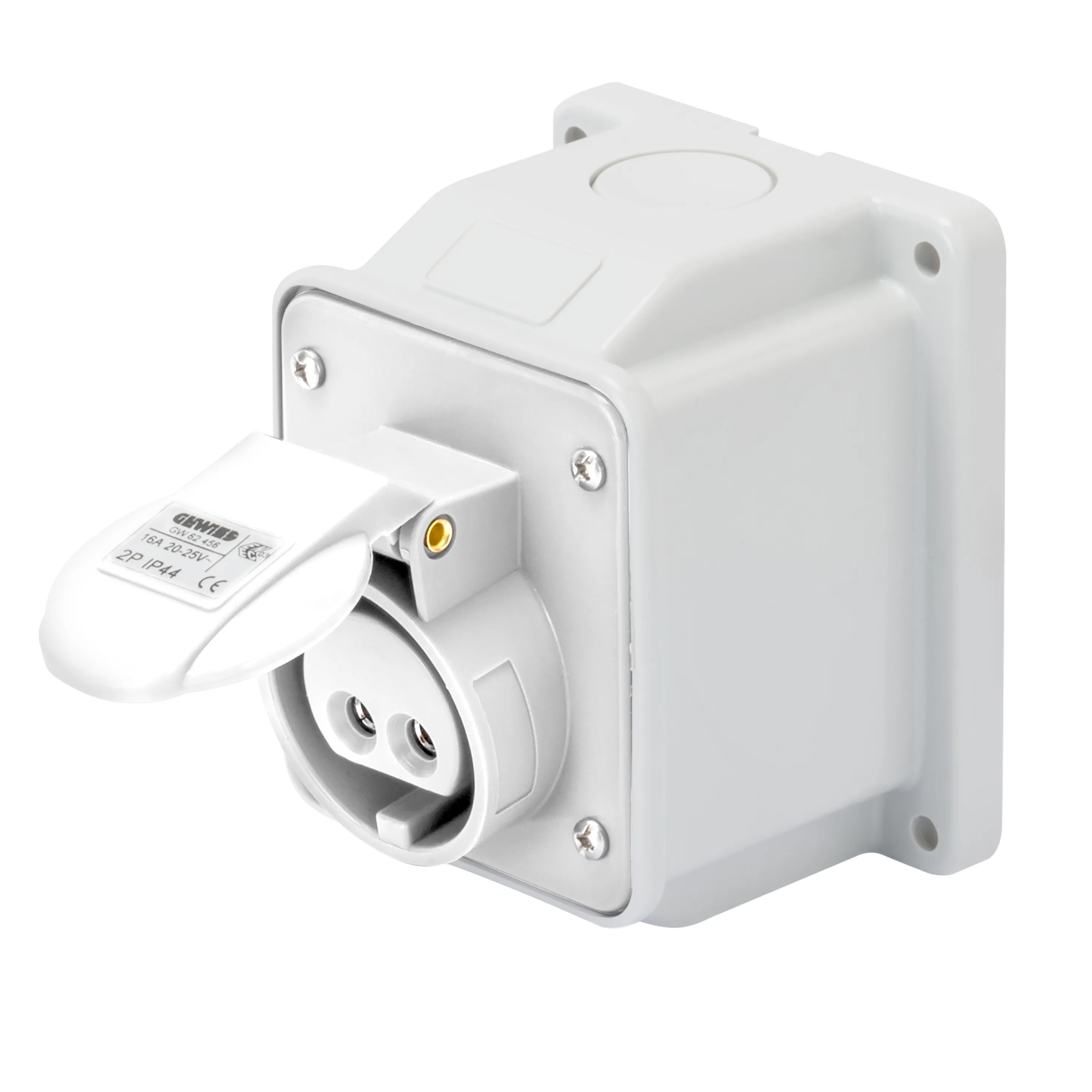 Priza cu Montaj Aparent In Unghi De 10° IP44 3P 32A 40-50V 50-60Hz Alb 12H Cablaj Cu Surub Gewiss GW62468 