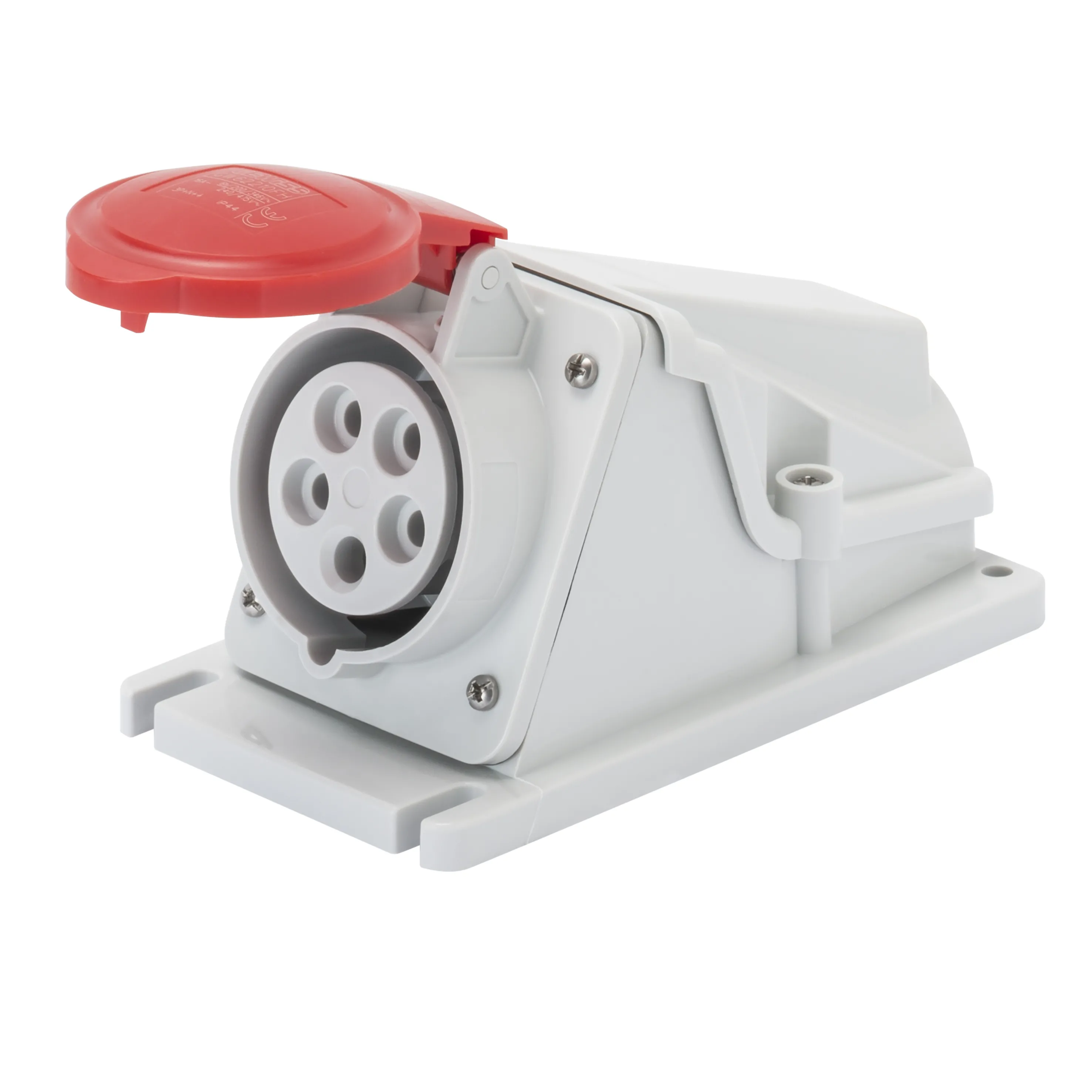 Priza cu Montaj Aparent In Unghi De 90° IP44 3P+N+E 16A 380-415V 50/60Hz Rosu 6H Cablaj Cu Surub Gewiss GW62482