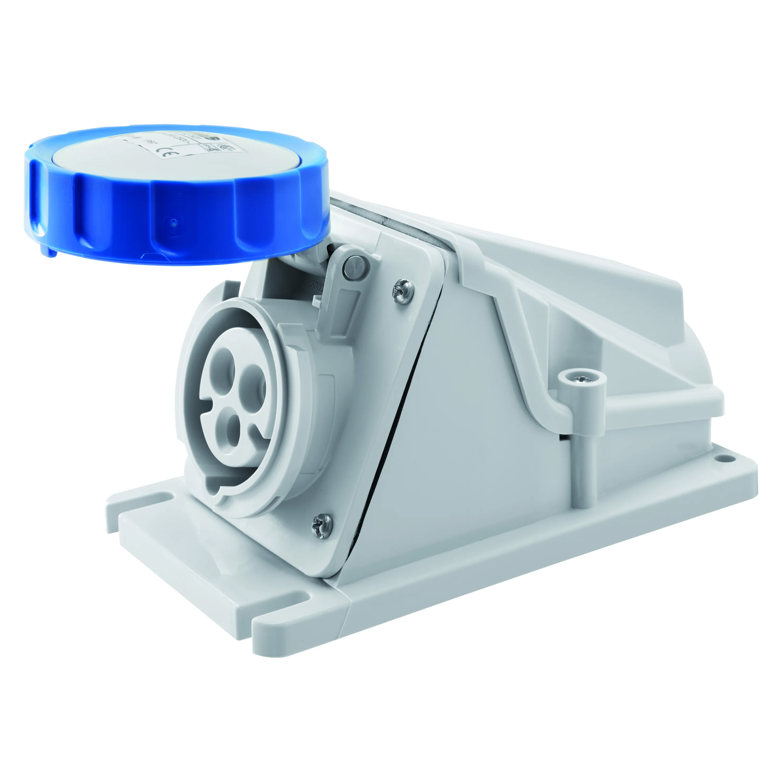Priza cu Montaj Aparent In Unghi De 90° IP67 2P+E 32A 200-250V 50/60Hz Albastru 6H Cablaj Cu Surub Gewiss GW62511 