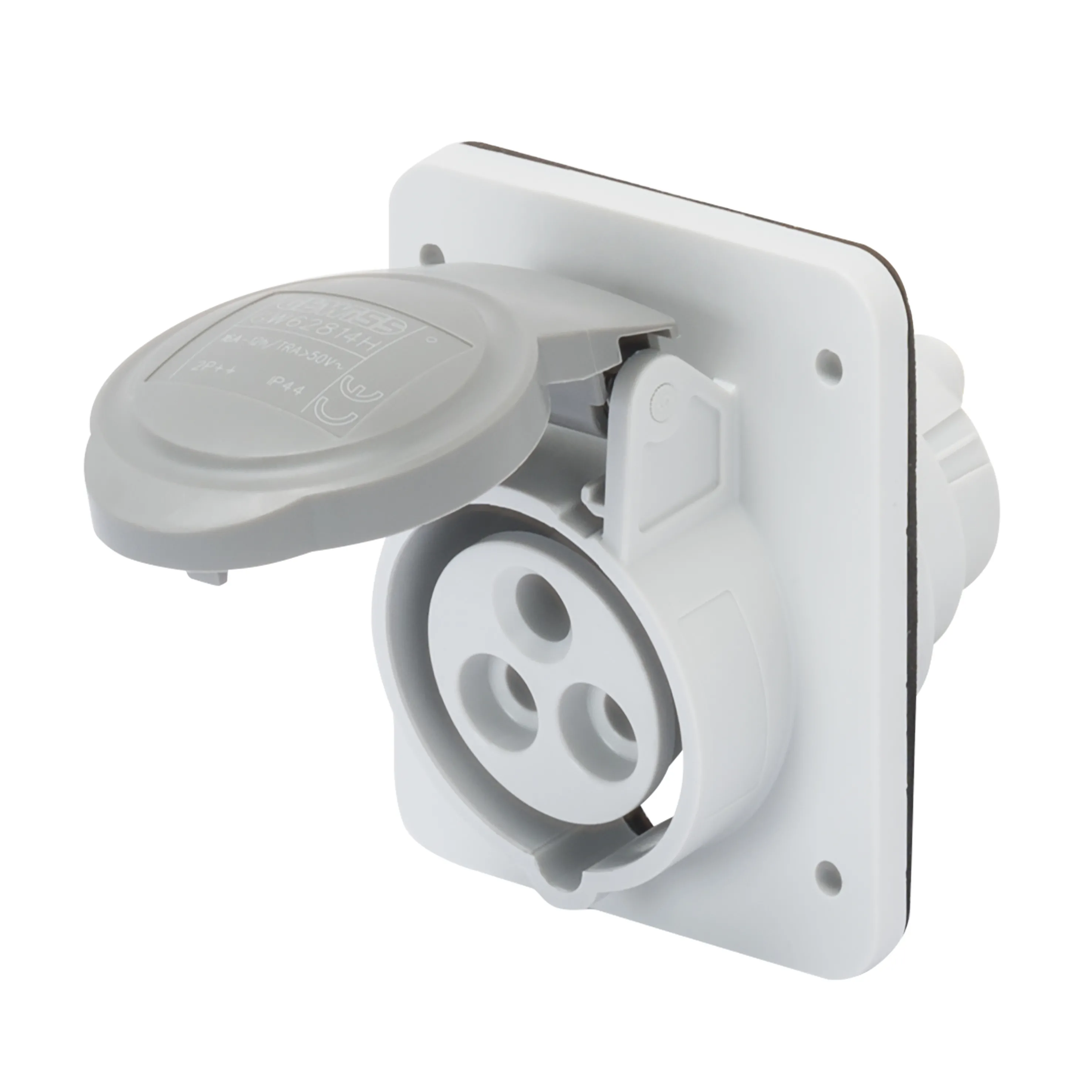 Priza Cu Montaj Incastrat In Unghi De 10° HP IP44/IP54 Transformator 3P+E 16A 50/60Hz Gri 12H Cablaj Cu Surub Gewiss GW62815H