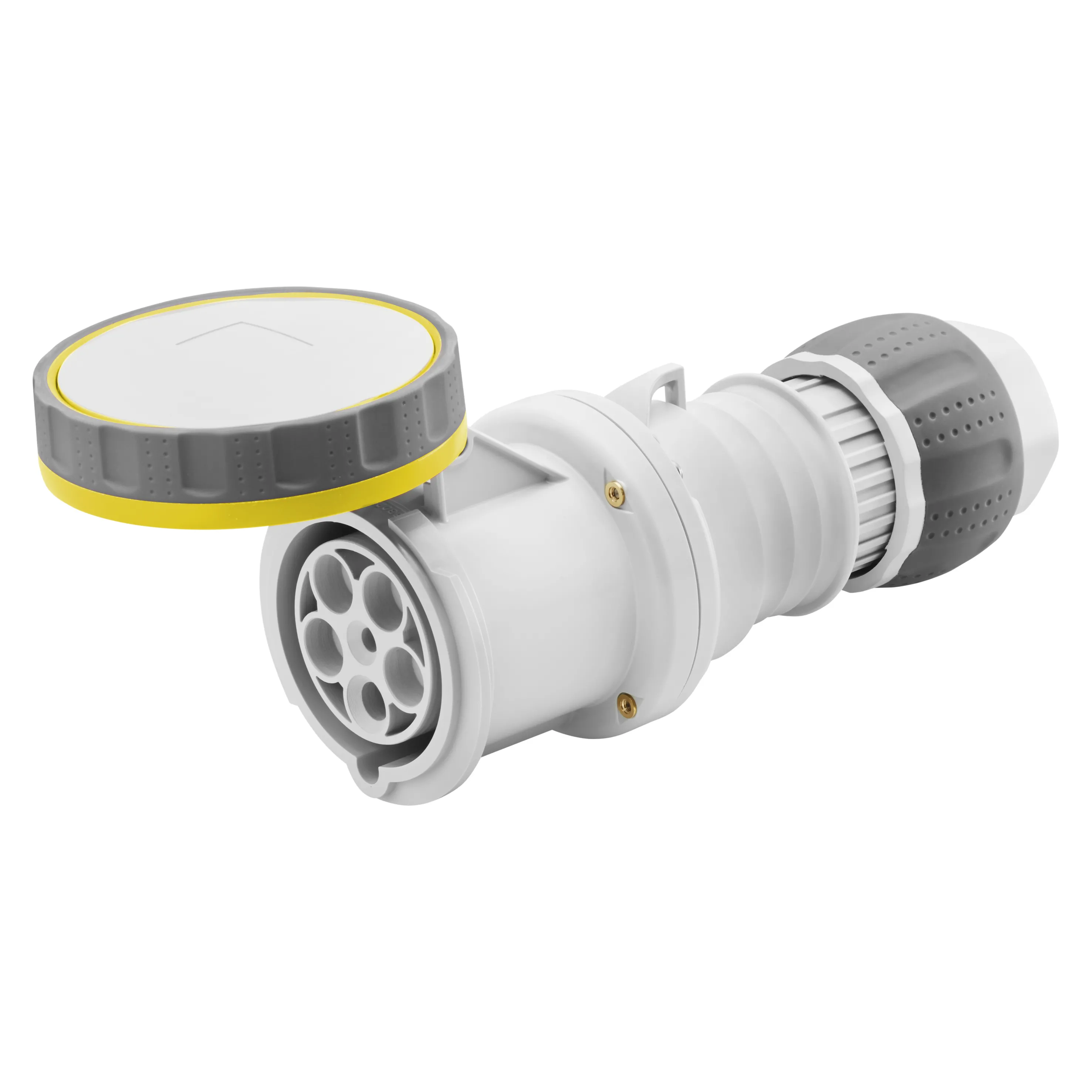 Priza Mobila Dreapta HP IP66/IP67/IP68/IP69 3P+E 63A 100-130V 50/60Hz Galben 4H Terminal Manta Gewiss GW63046H