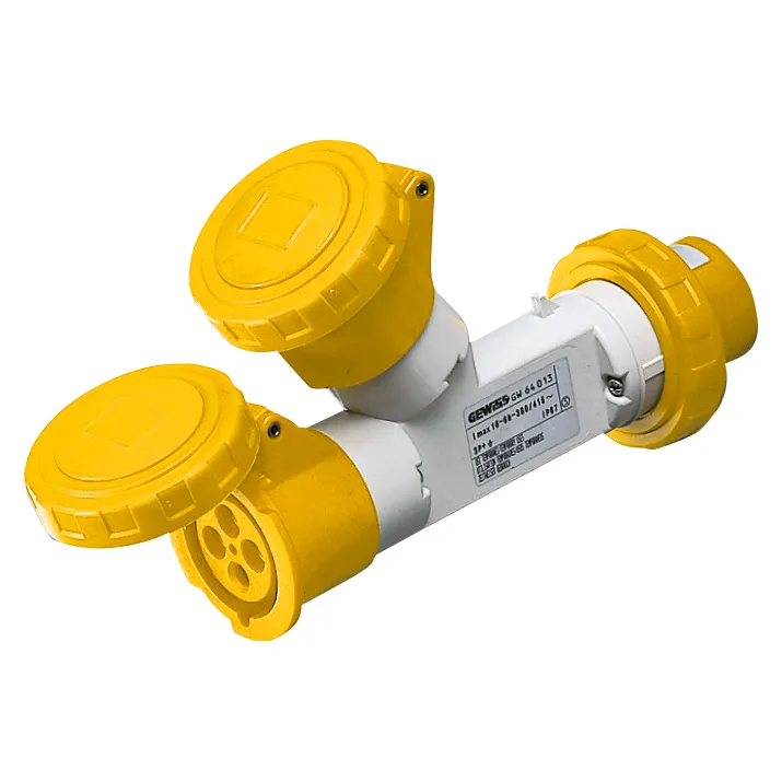MultIPle Iesiri Socket-Couplers 2 IP67 Fisa 16A 2 Prize 2P+E 110V 50/60Hz Galben 4H Gewiss GW64008 