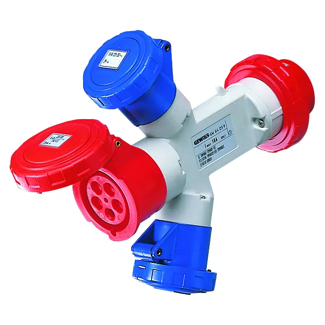 Adaptor MultIPle-Socket IP67 Fisa 3P+N+E 16A 400V C.A. 50/60Hz 1 Priza 2P+E 16A 230V C.A. + 1 3P+E 16A 400V C.A. + 1 3P+N+E 16A 400V C.A. Gewiss GW64060