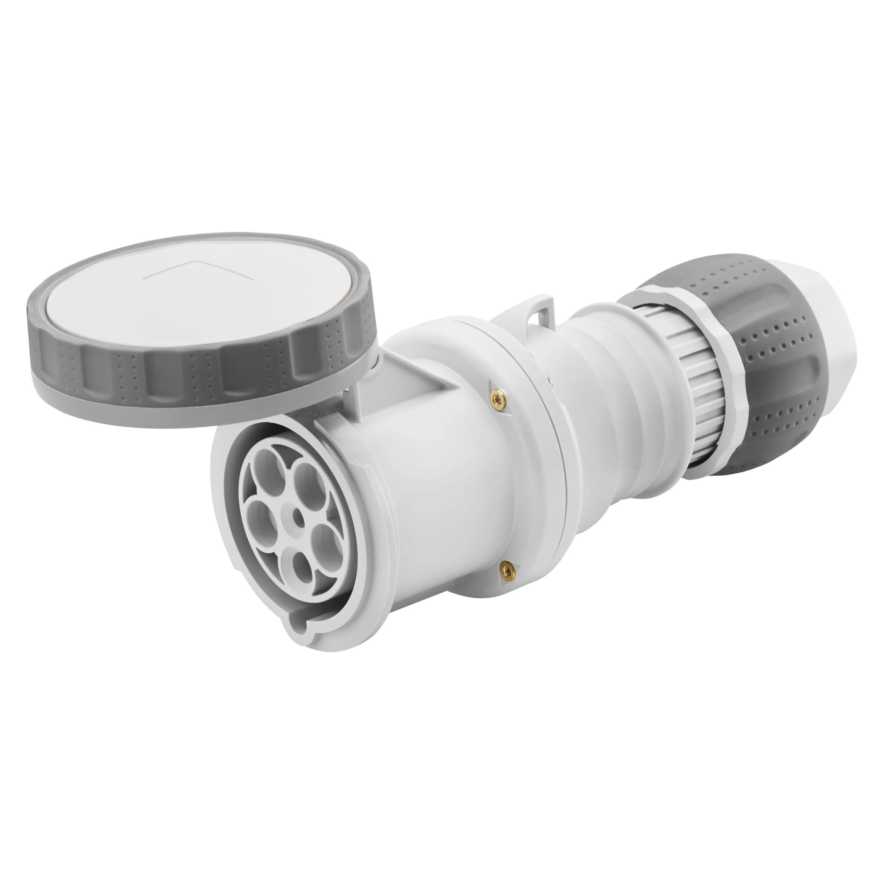 Priza Mobila Dreapta HP IP66/IP67/IP68/IP69 3P+N+E 63A >250V C.C. Gri 8H Terminal Manta Gewiss GW63068H
