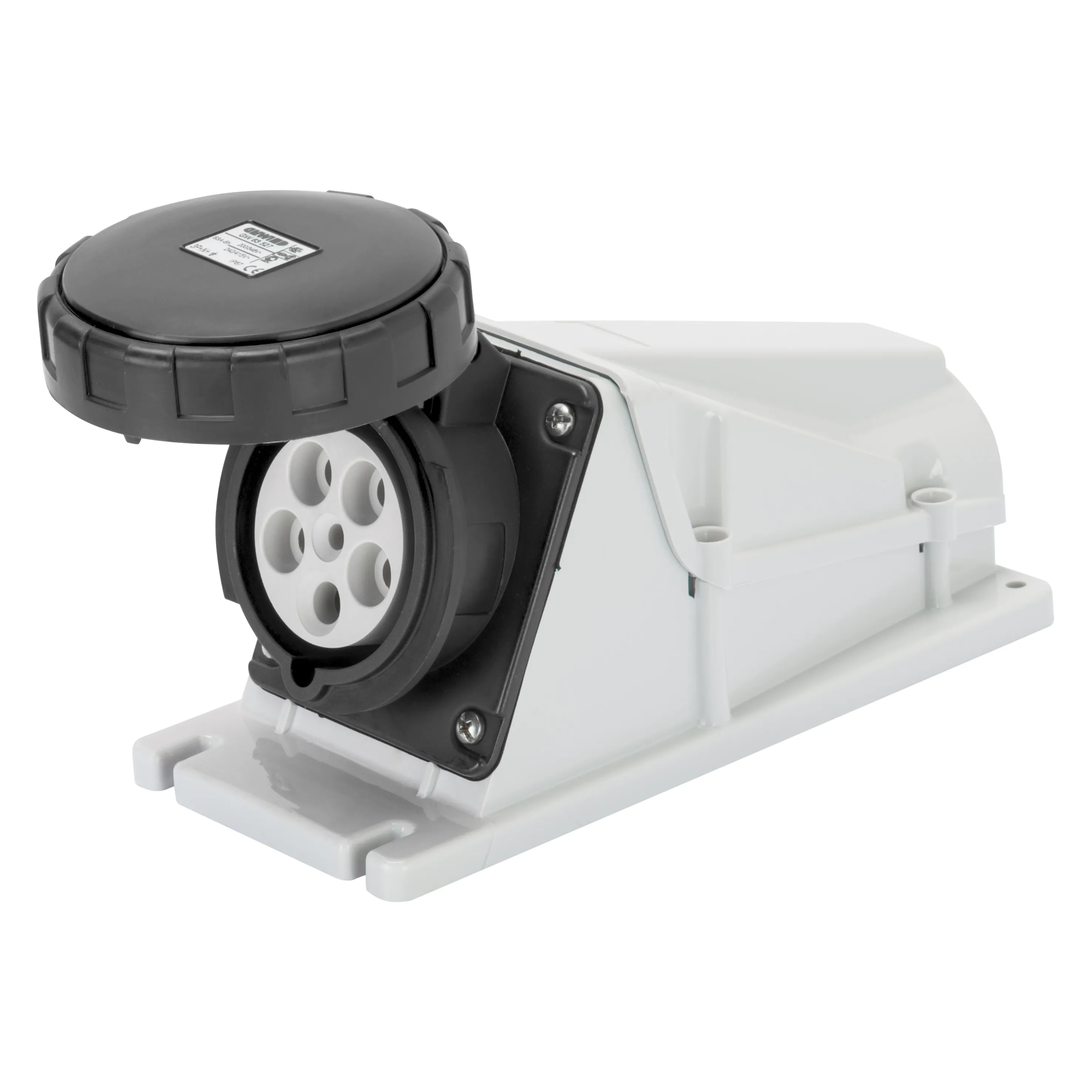 Priza cu Montaj Aparent In Unghi De 90° IP67 3P+N+E 63A 480-500V 50/60Hz Negru 7H Cablaj Cu Surub Gewiss GW63529