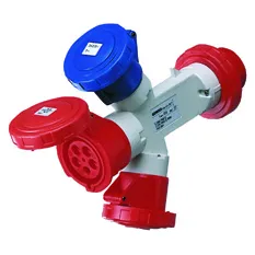 Adaptor MultIPle-Socket IP67 Fisa 3P+N+E 32A 400V C.A. 50/60Hz 1 Priza 2P+E 32A 230V C.A. + 1 3P+E 32A 400V C.A. + 1 3P+N+E 32A 400V C.A. Gewiss GW64061