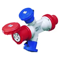 Adaptor multiple-socket ip67 fisa 3p+n+e 63a 400v c.a. 50/60hz 2 prize 2p+e 32a 230v c.a. + 1 priza 3p+n+e 63a 400v c.a. gewiss gw64065