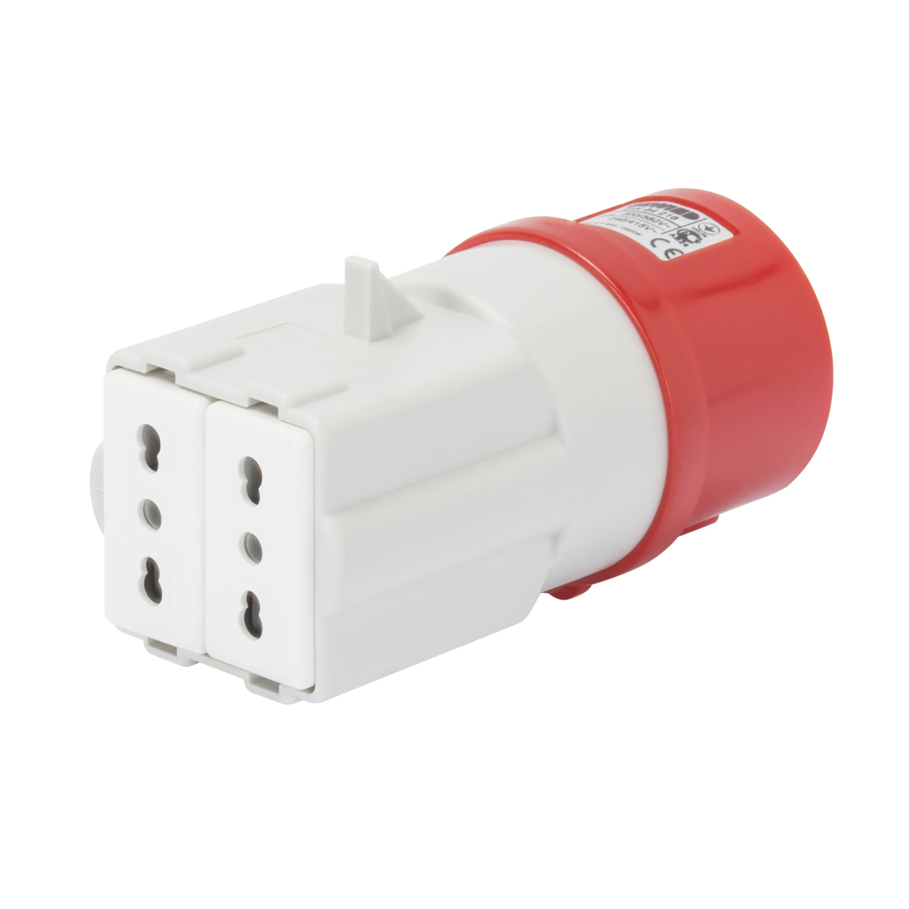 Adaptor Sistem De La IP44 Industrial La IP44 Casnic Priza 3P+N+E 16A 400V Ac 50/60Hz 2 Prize 2P+E 16A Dual Amp (P17/11) Gewiss GW64216 