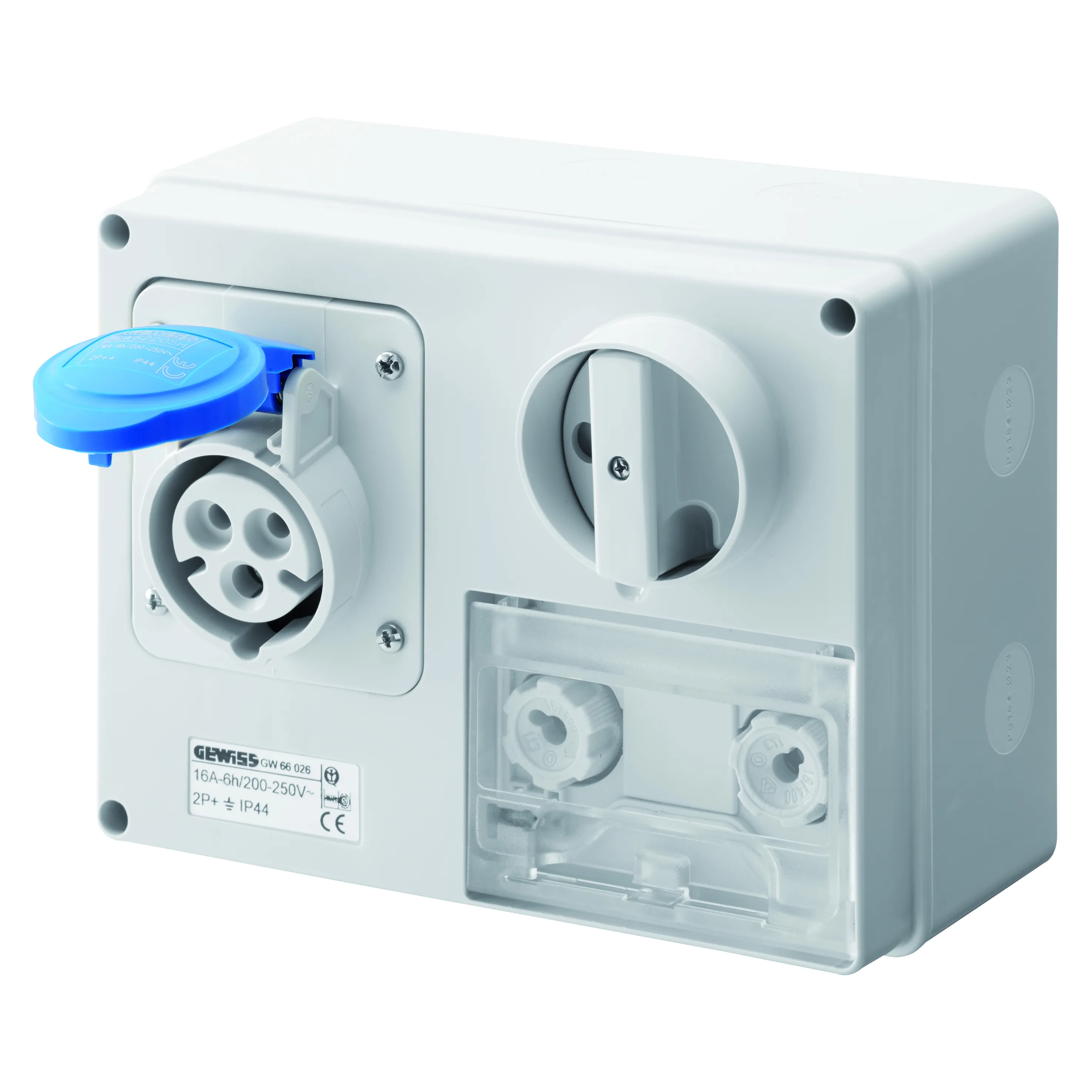 Priza Orizontala Fixa Interblocata Cu Partea Inferioara Cu Baza De Sustinere A Combustibilului 3P+N+E 16A 200-250V 50/60Hz 9H Cbf IP44 Gewiss GW66028