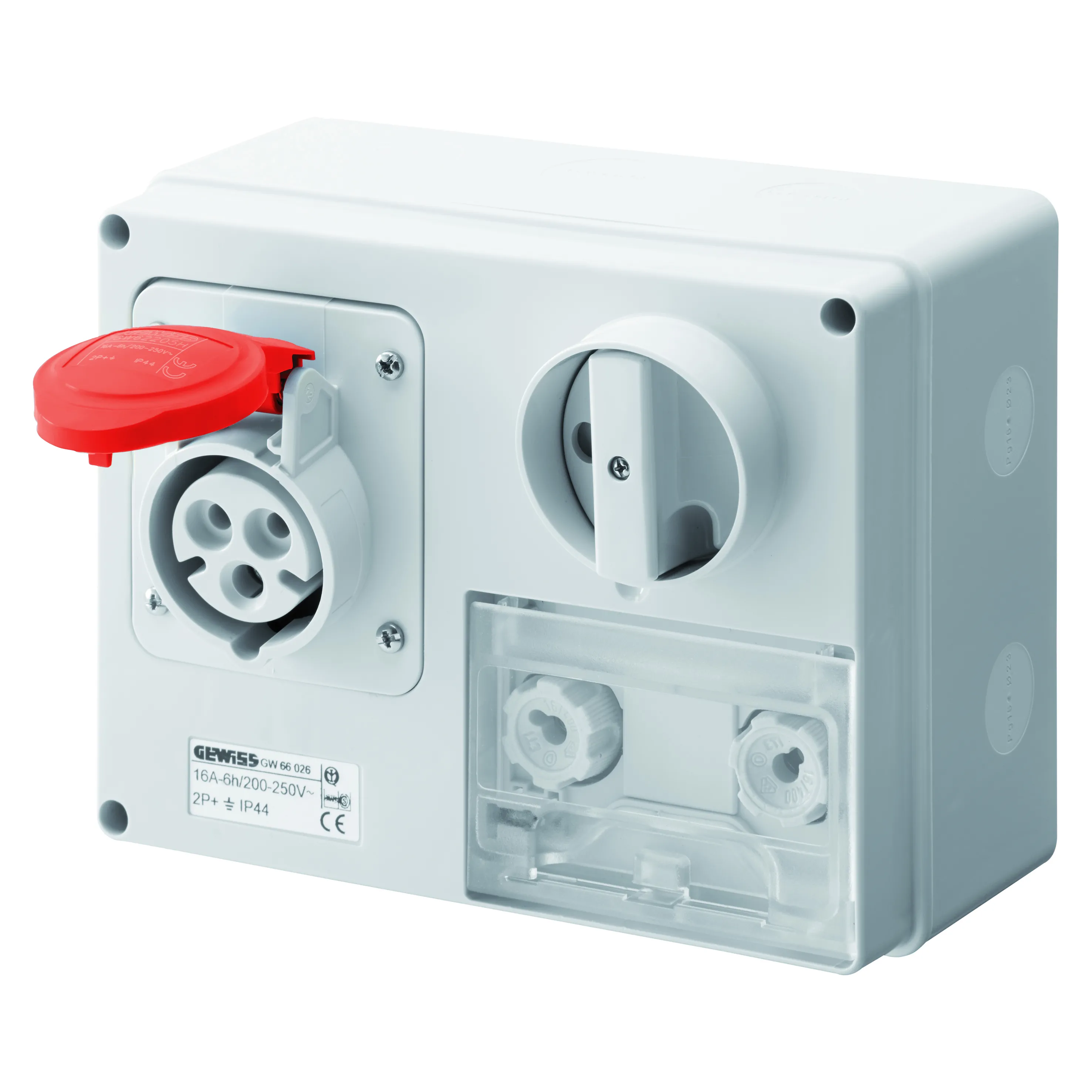 Priza Orizontala Fixa Interblocata Cu Partea Inferioara Cu Baza Suport De Alimentare 2P+E 32A 380-415V 50/60Hz 9H Cbf IP44 Gewiss GW66040