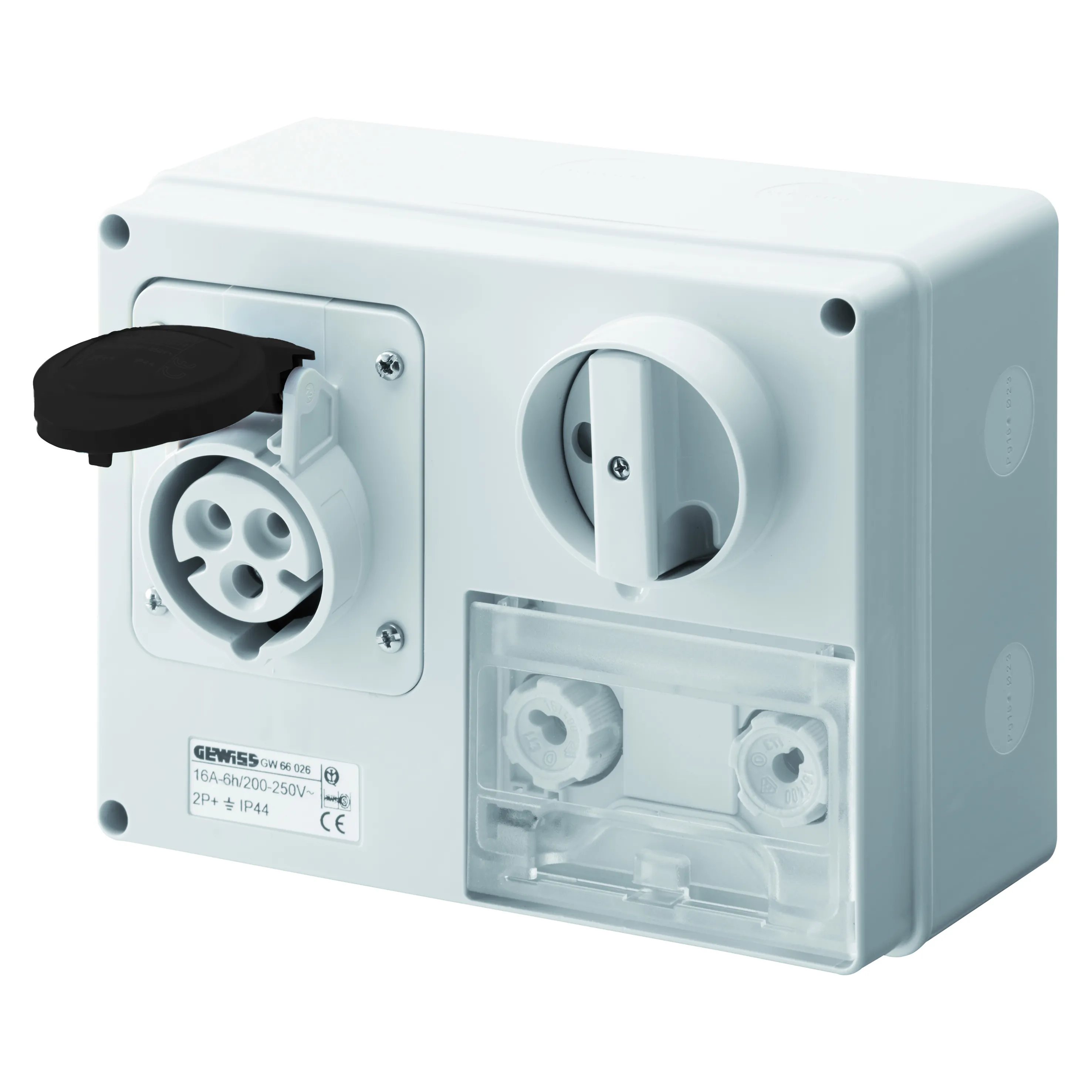 Priza Orizontala Fixa Interblocata Cu Partea Inferioara Cu Baza Suport De Alimentare 3P+E 32A 480-500V 50/60Hz 7H Cbf IP44 Gewiss GW66043
