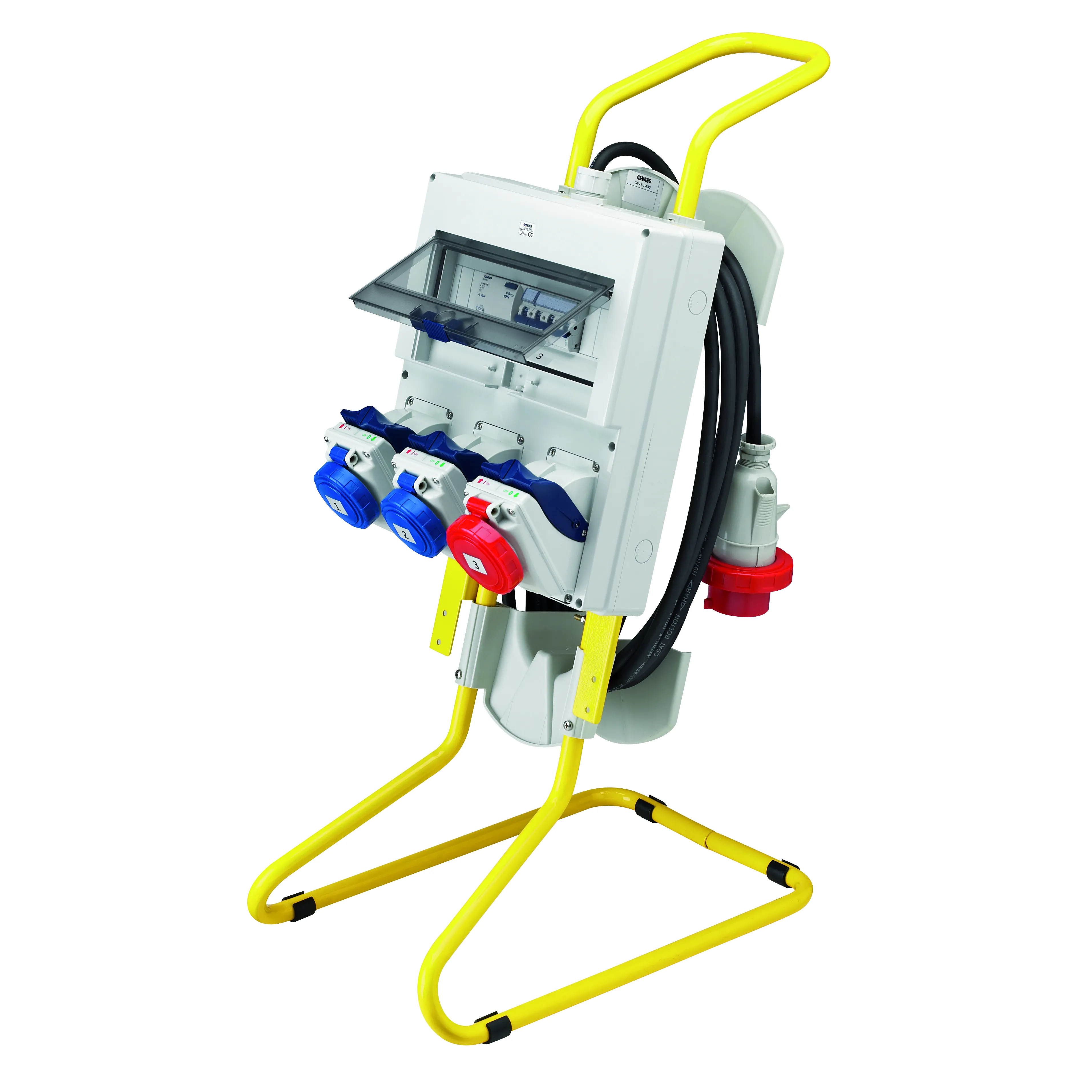 Combibloc acs cu fir cablu de sustinere si fisa iec 309 3p+n+e 32a 1 priza 2p+e 16a + 1 3p+n+e 16a + 1 3p+n+e 32a-ip55 gewiss gw66389