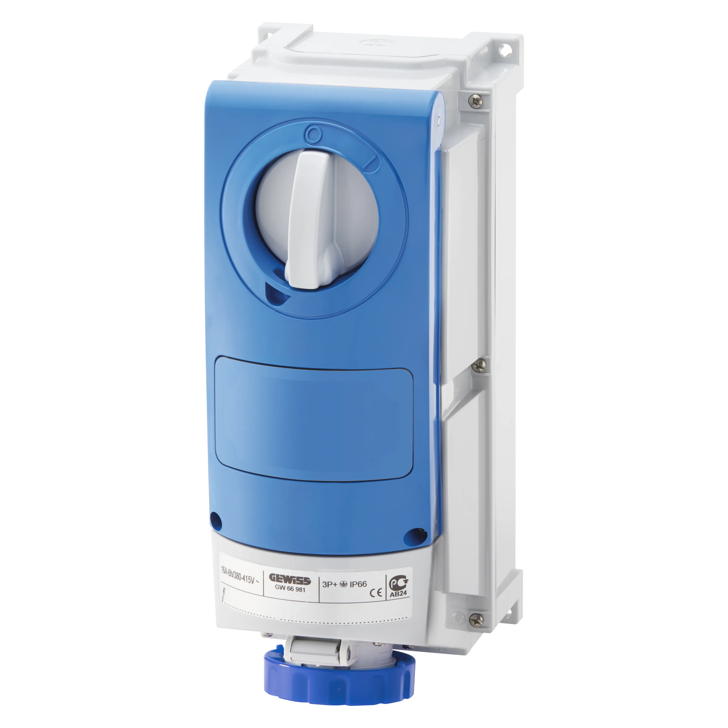 Priza Interblocata Fixa Verticala Cu Partea Inferioara Fara Baza De Sustinere A Combustibilului Pentru Utilizare Intensa 3P+N+E 16A 200 250V 50/60Hz 9H IP66 Gewiss GW66506